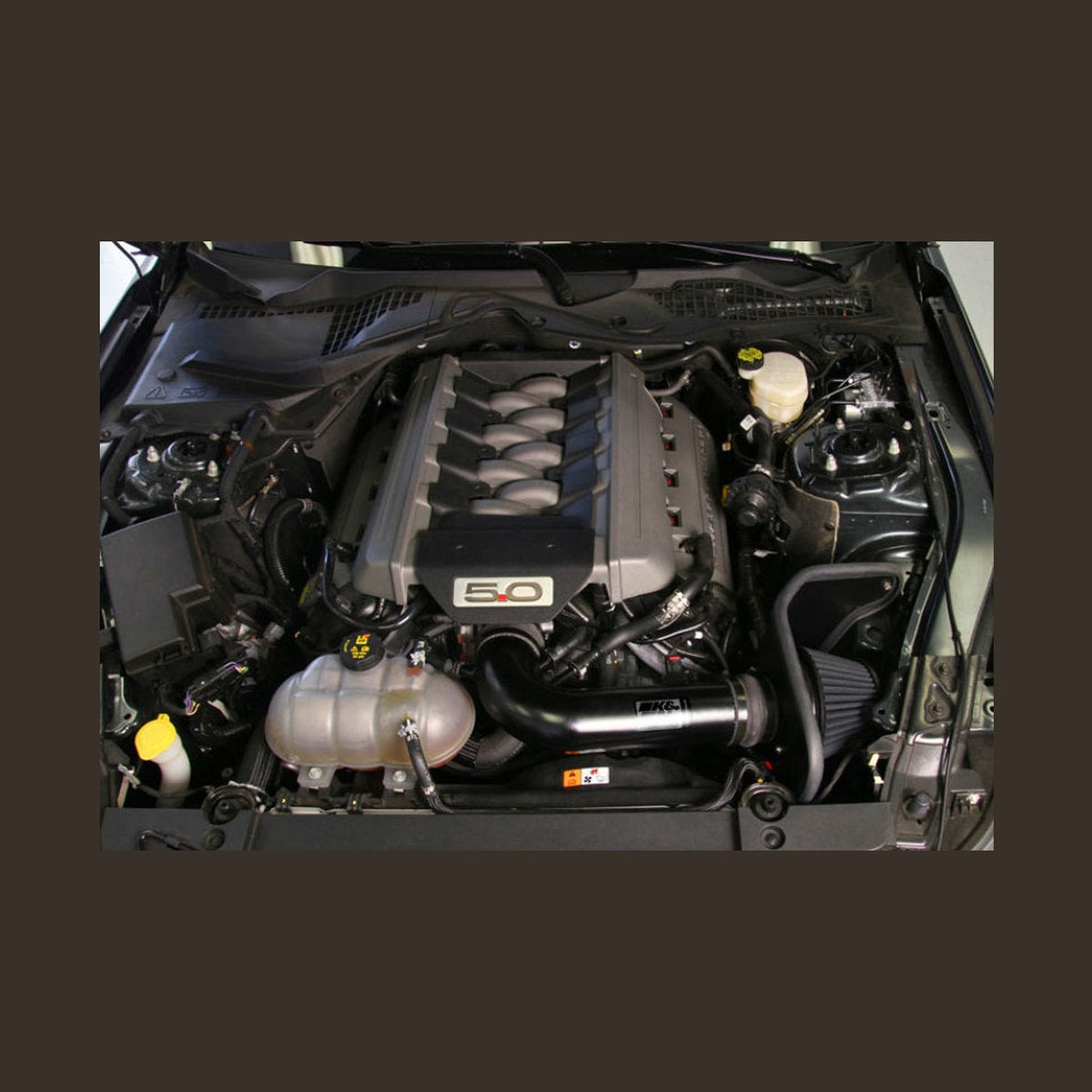 K&N Engineering K&N 2015 Ford Mustang GT 5.0L V8 Black Performance Intake Kit, installed