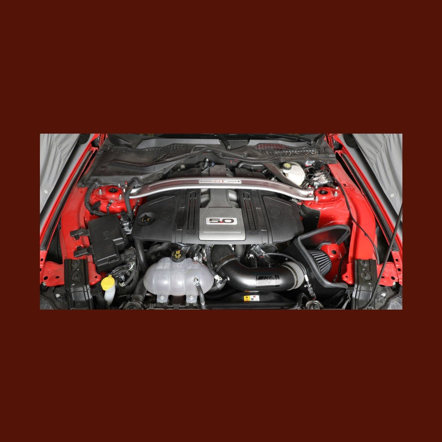 K&N Engineering K&N 2018 Ford Mustang GT V8 5.0L F/I Performance Intake Kit, installed