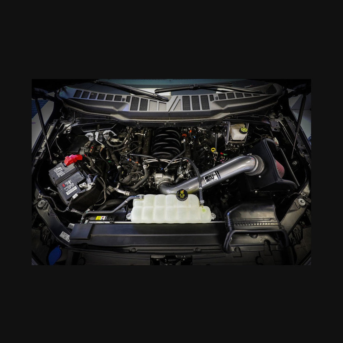 K&N Engineering K&N 2021+ Ford F-150 V8-5.0L F/I High Flow Performance Intake Kit, installed