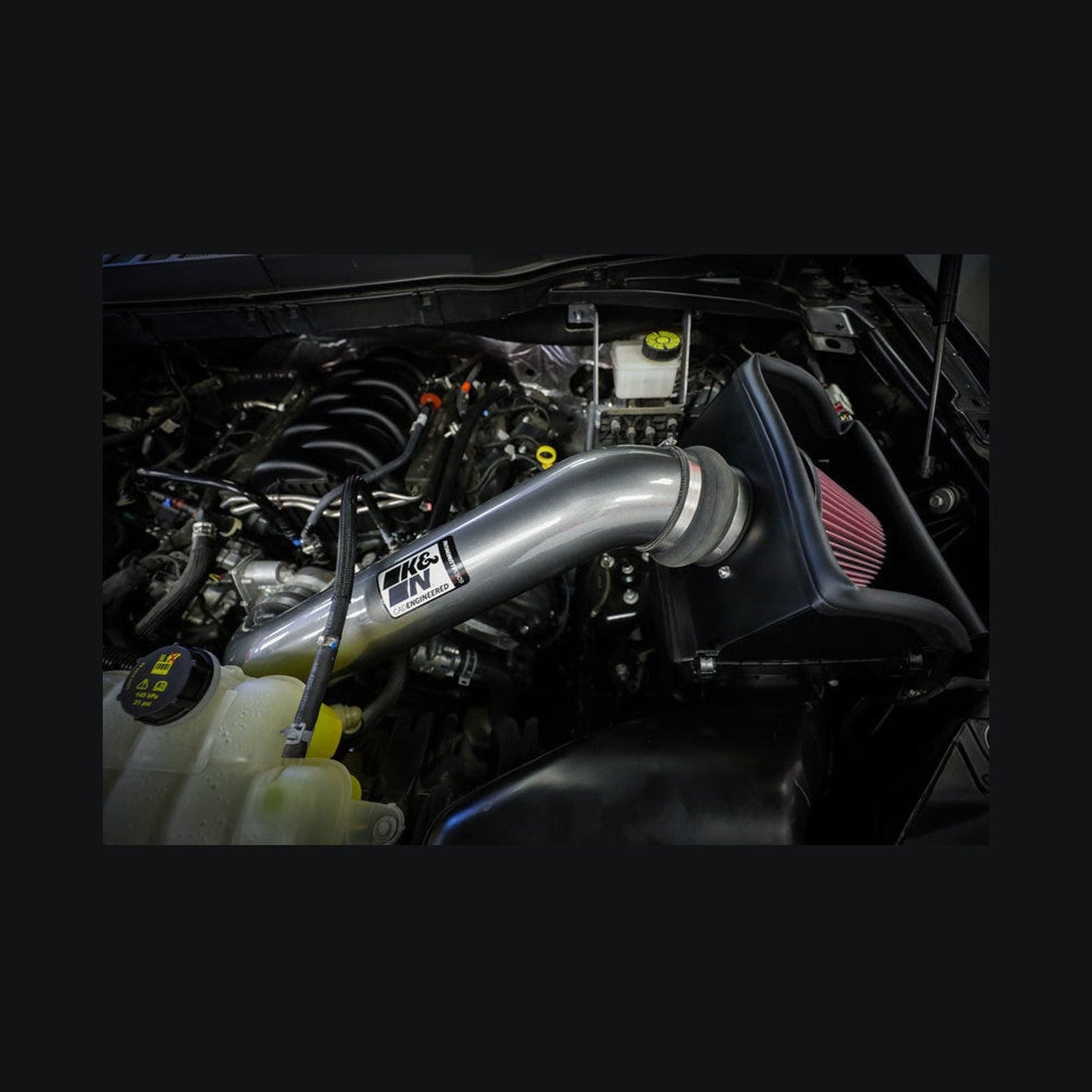 K&N Engineering K&N 2021+ Ford F-150 V8-5.0L F/I High Flow Performance Intake Kit, installed