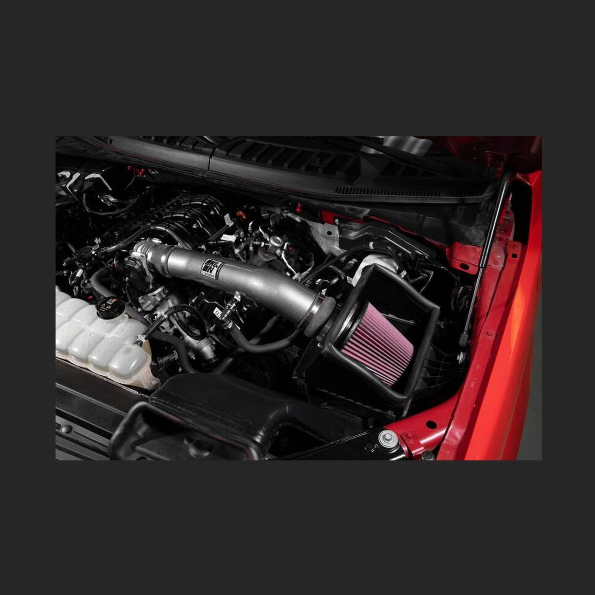 K&N Engineering K&N 18-24 Ford F150 3.3L V6 Performance Air Intake System w/ Red Air Filter, installed
