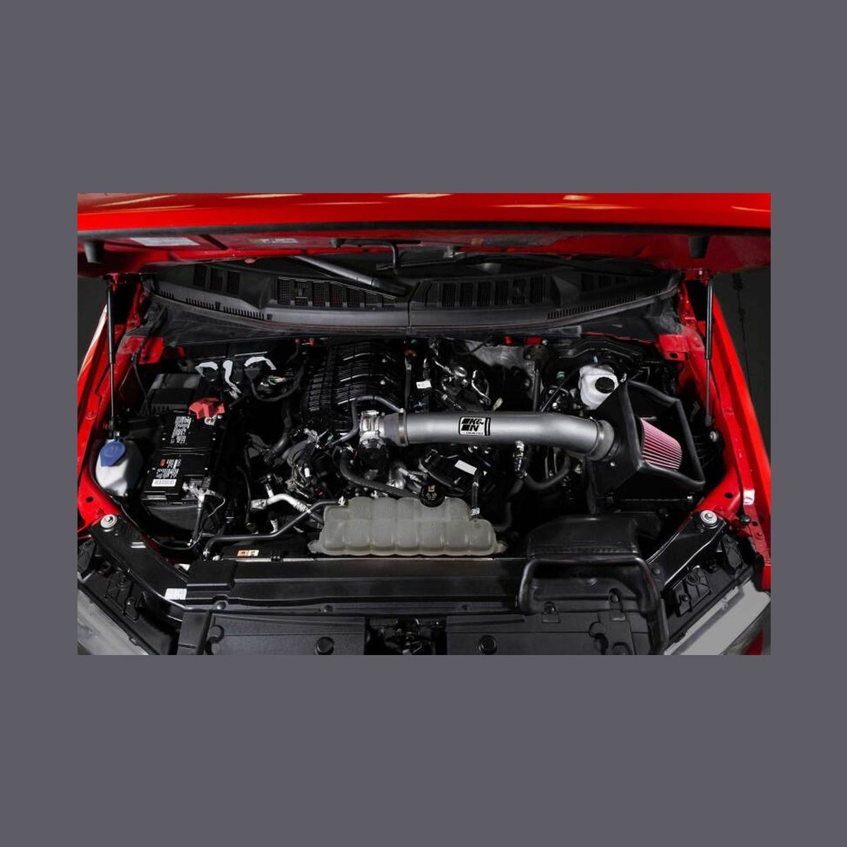 K&N Engineering K&N 18-24 Ford F150 3.3L V6 Performance Air Intake System w/ Red Air Filter, installed
