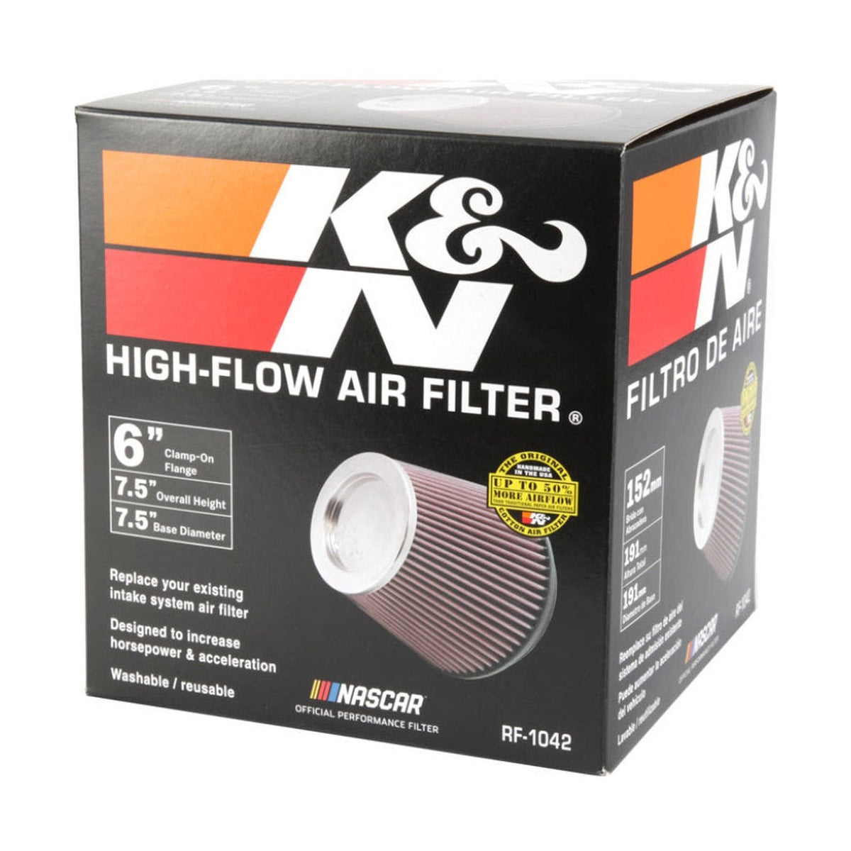 K&N Engineering K&N Round Tapered Universal Air Filter 6in Flange ID x 7.5in Base OD x 5in Top OD x 6.5in Height