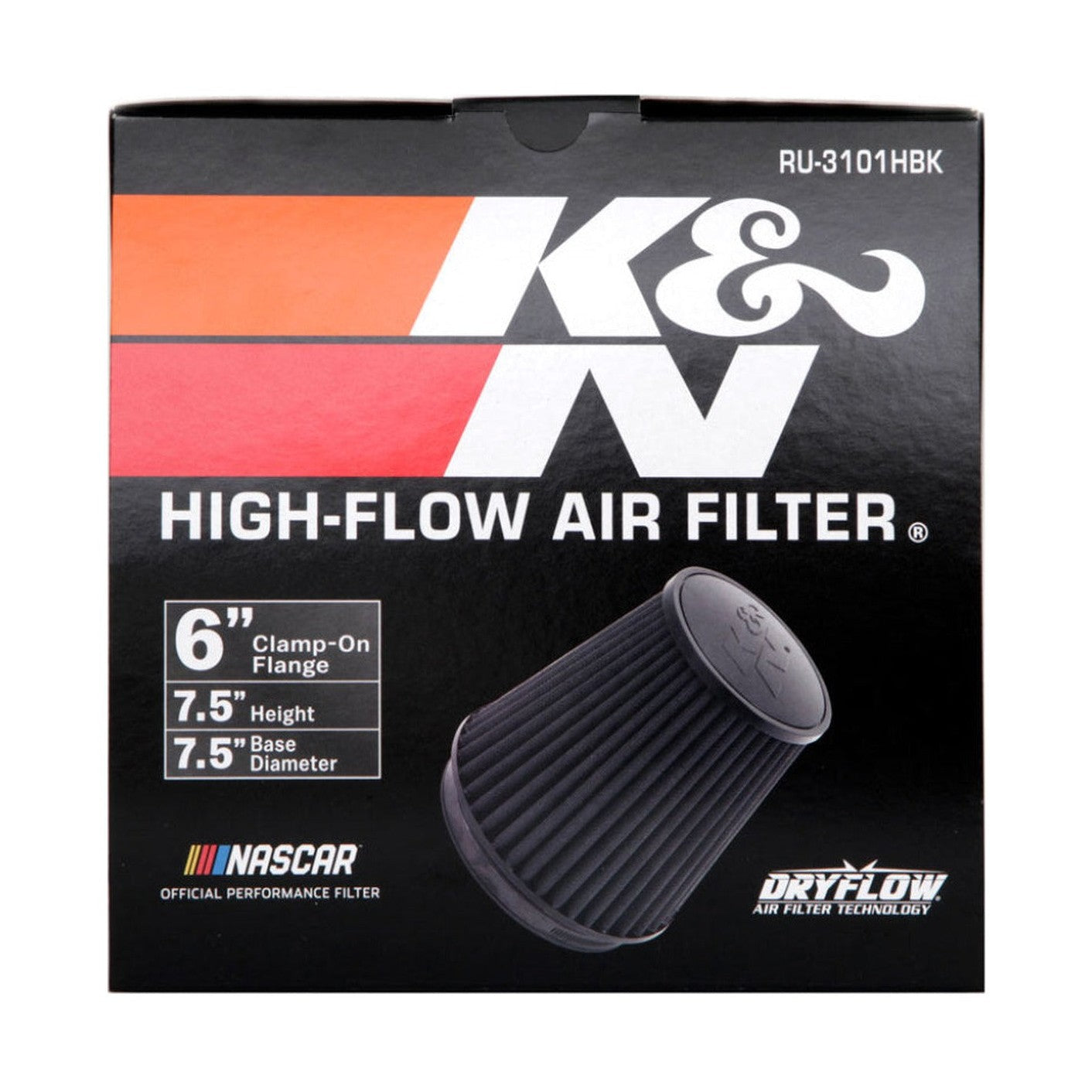 K&N Engineering K&N Universal Rubber Filter Round Tapered 6in Flange ID x 7.5in Base OD x 5.25in Top OD x 8in Height