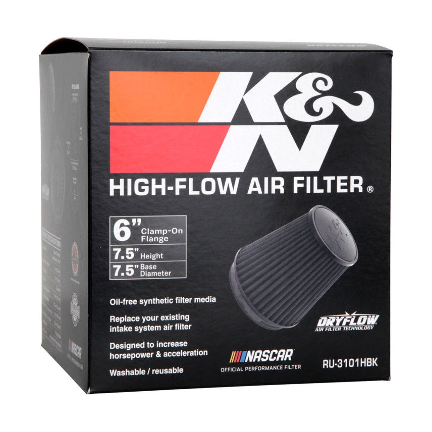 K&N Engineering K&N Universal Rubber Filter Round Tapered 6in Flange ID x 7.5in Base OD x 5.25in Top OD x 8in Height