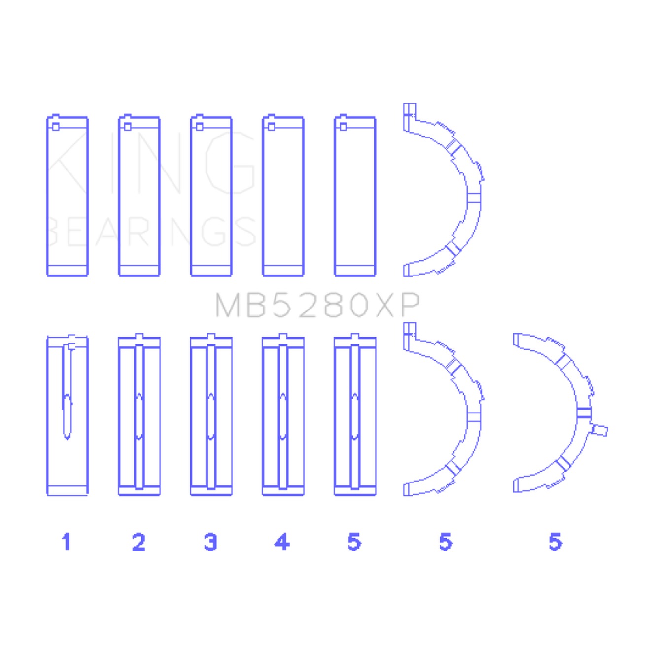 King Engine Bearings King Engine Bearings Ford Prod. V8 4.6L/5.4L (Size STD) Performance Main Bearing Set - Size STD