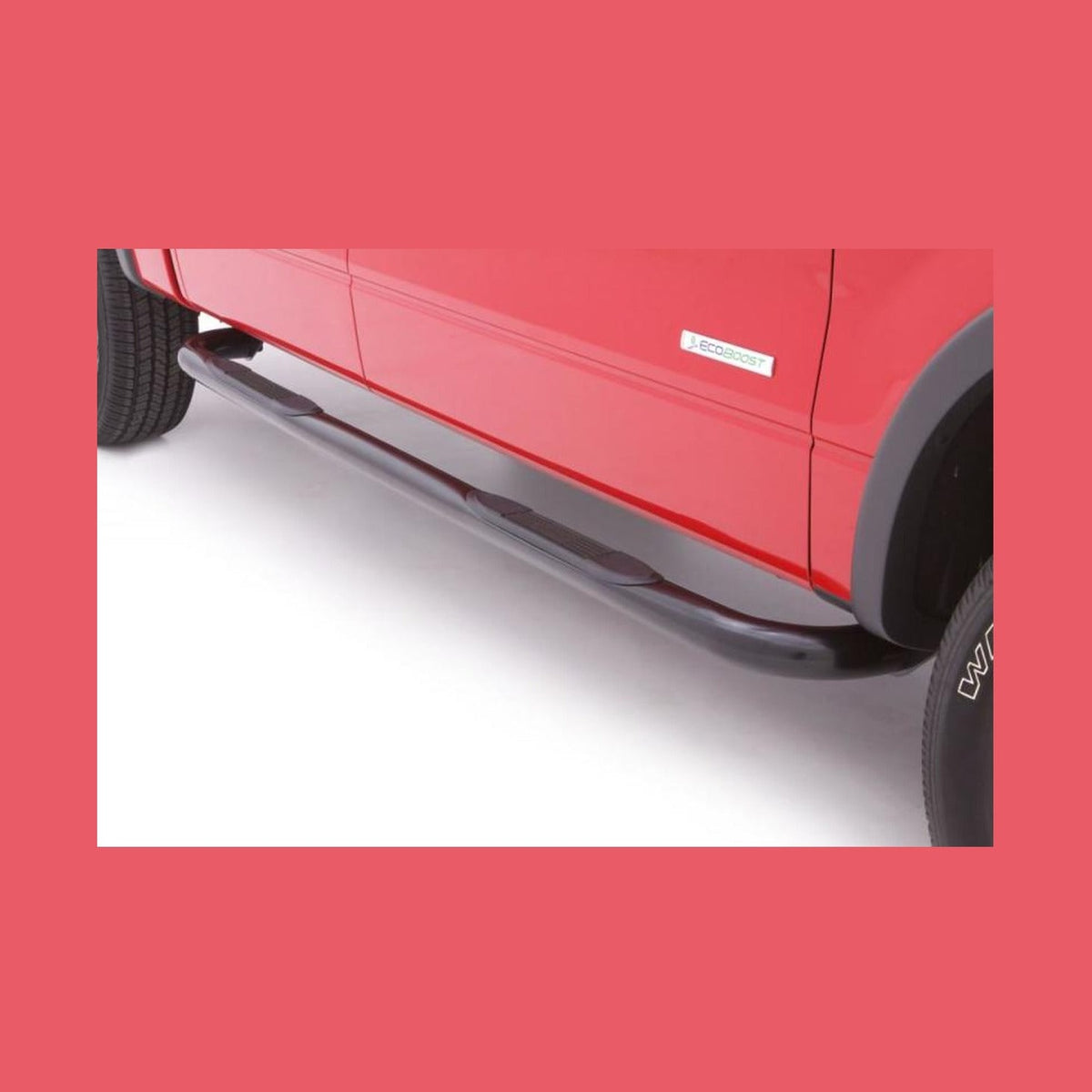 LUND Lund 09-14 Ford F-150 SuperCrew 3in. Round Bent Steel Nerf Bars - Black, installed