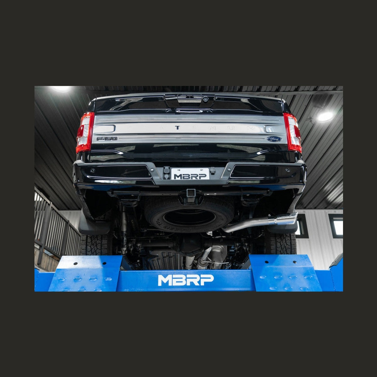 MBRP MBRP 2021+ Ford F-150 Powerboost Hybrid 3in Single Side Exit - Aluminized Steel, installed