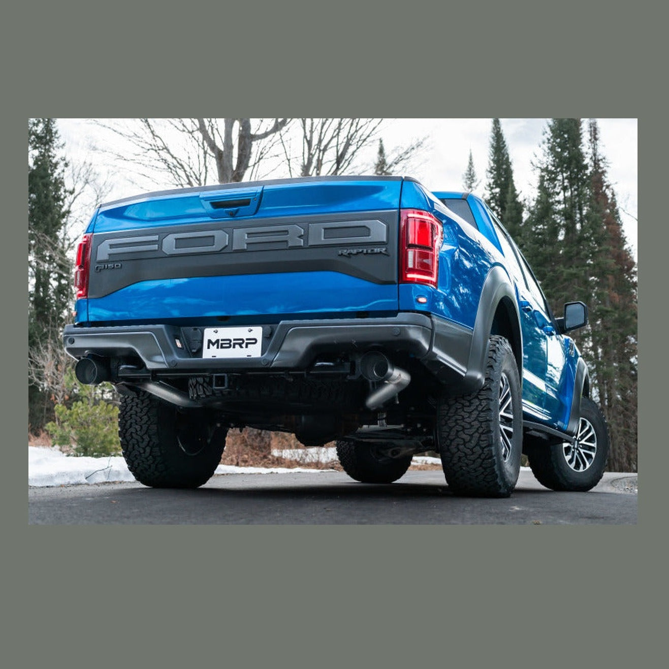 MBRP MBRP 17-20 Ford F-150 Raptor 3.5L Ecoboost Dual Rear Exit T409 3in Resonator Back Exhaust System, installed