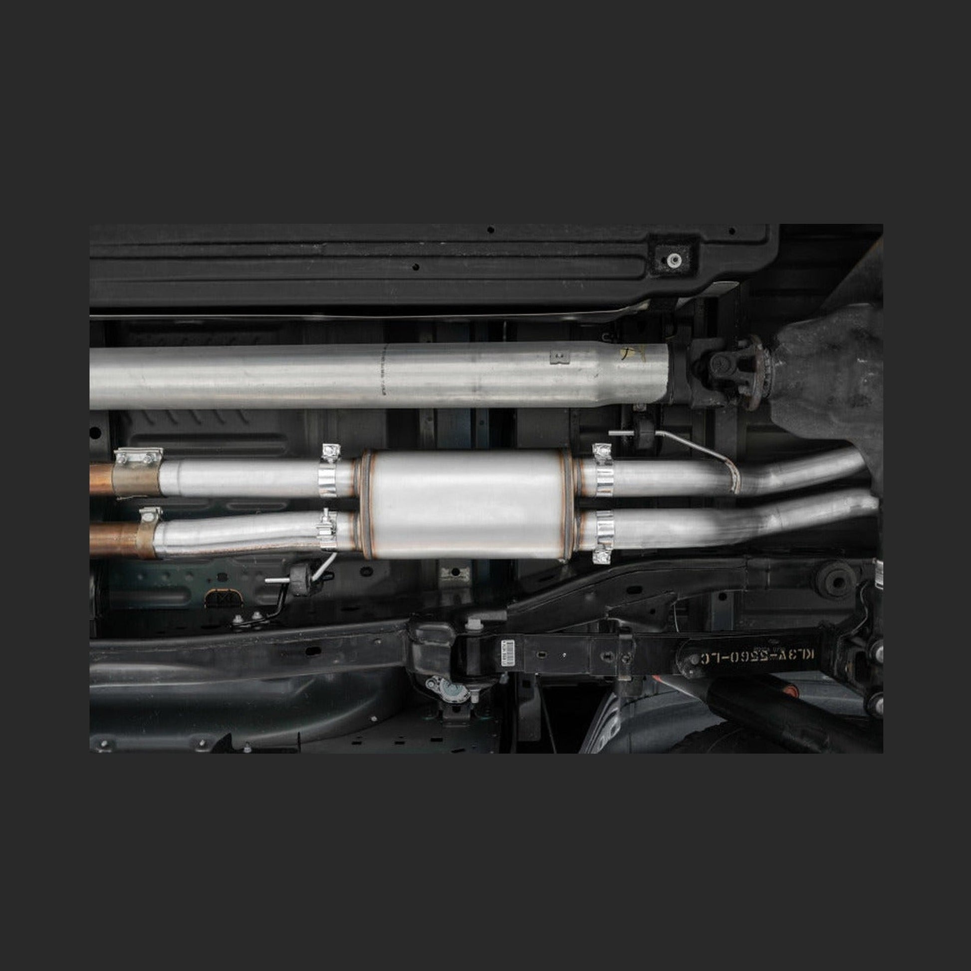 MBRP MBRP 17-20 Ford F-150 Raptor 3.5L Ecoboost Dual Rear Exit T409 3in Resonator Back Exhaust System, installed
