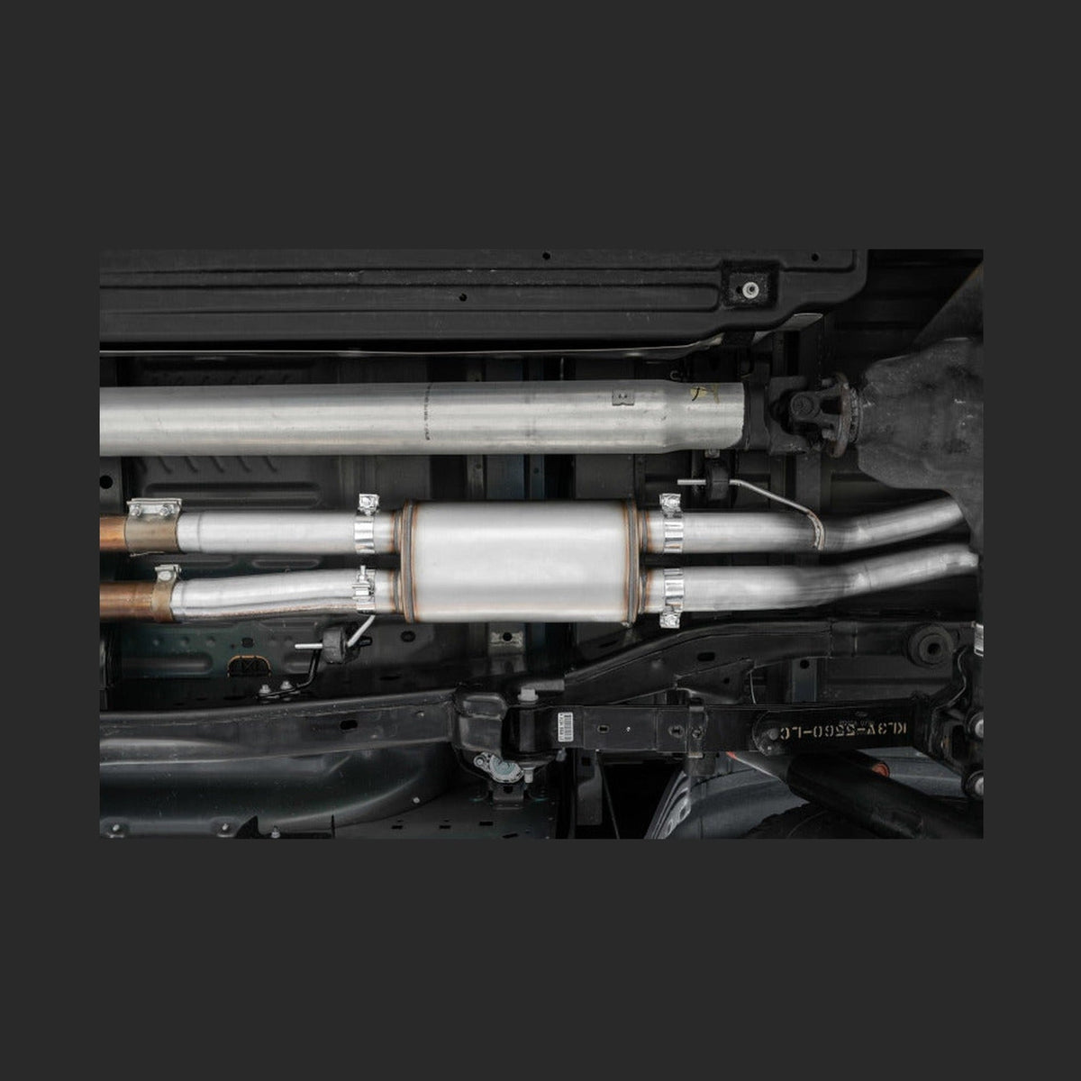 MBRP MBRP 17-20 Ford F-150 Raptor 3.5L Ecoboost Dual Rear Exit T409 3in Resonator Back Exhaust System, installed