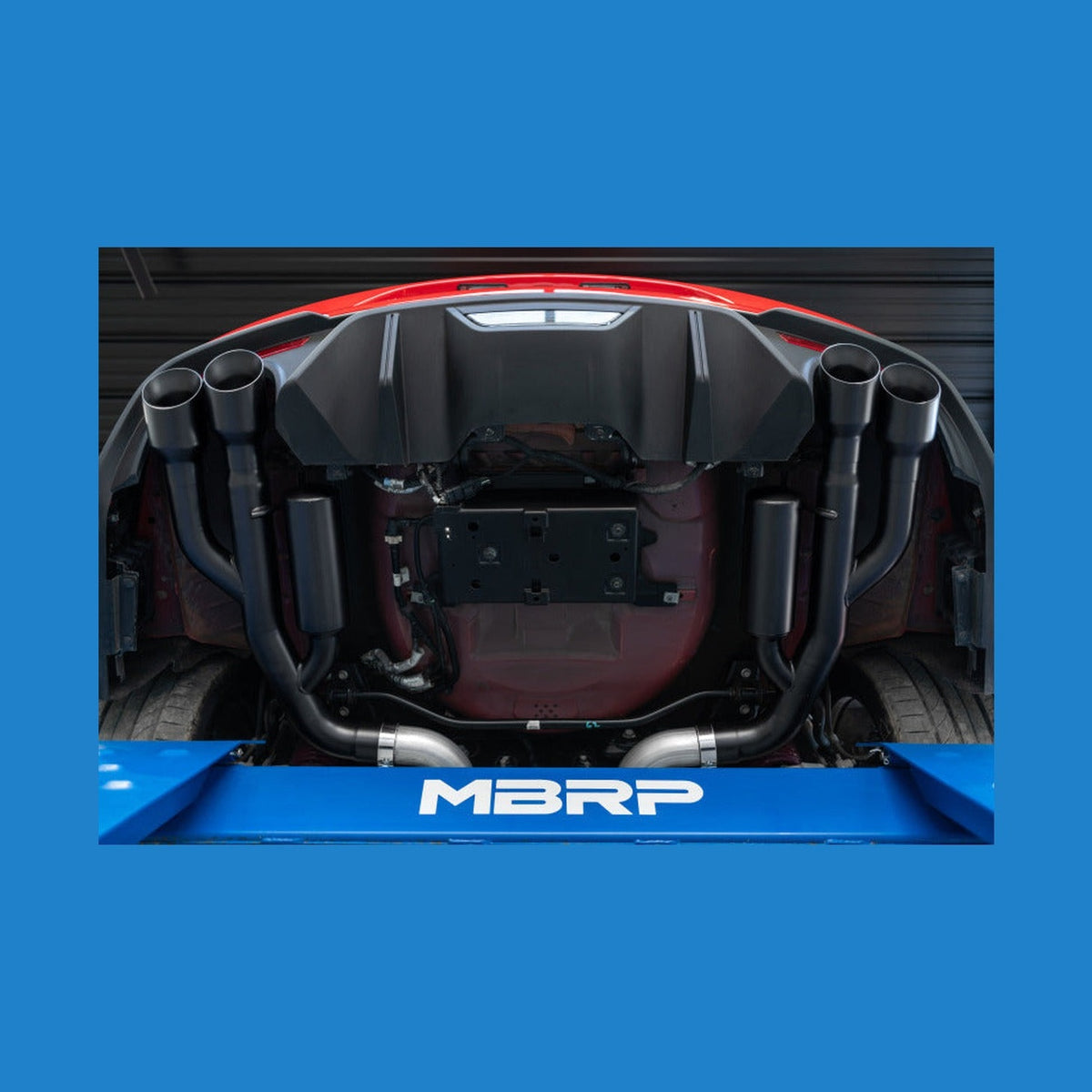 MBRP MBRP 18-19 Ford Mustang GT 5.0 3in Cat Back Quad Tip Race Version - Black, installed