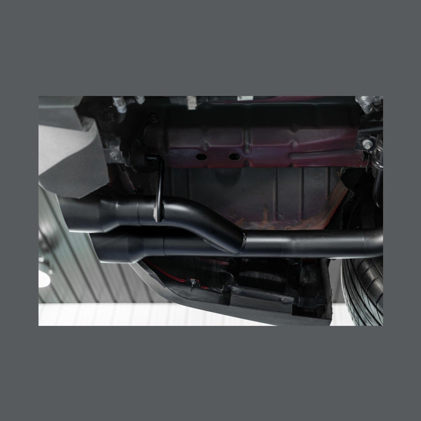 MBRP MBRP 18-20 Ford Mustang GT 2.5in Black Coated Non Active Dual Axle Back Exhaust - 4in Dual Wall Tips, installed
