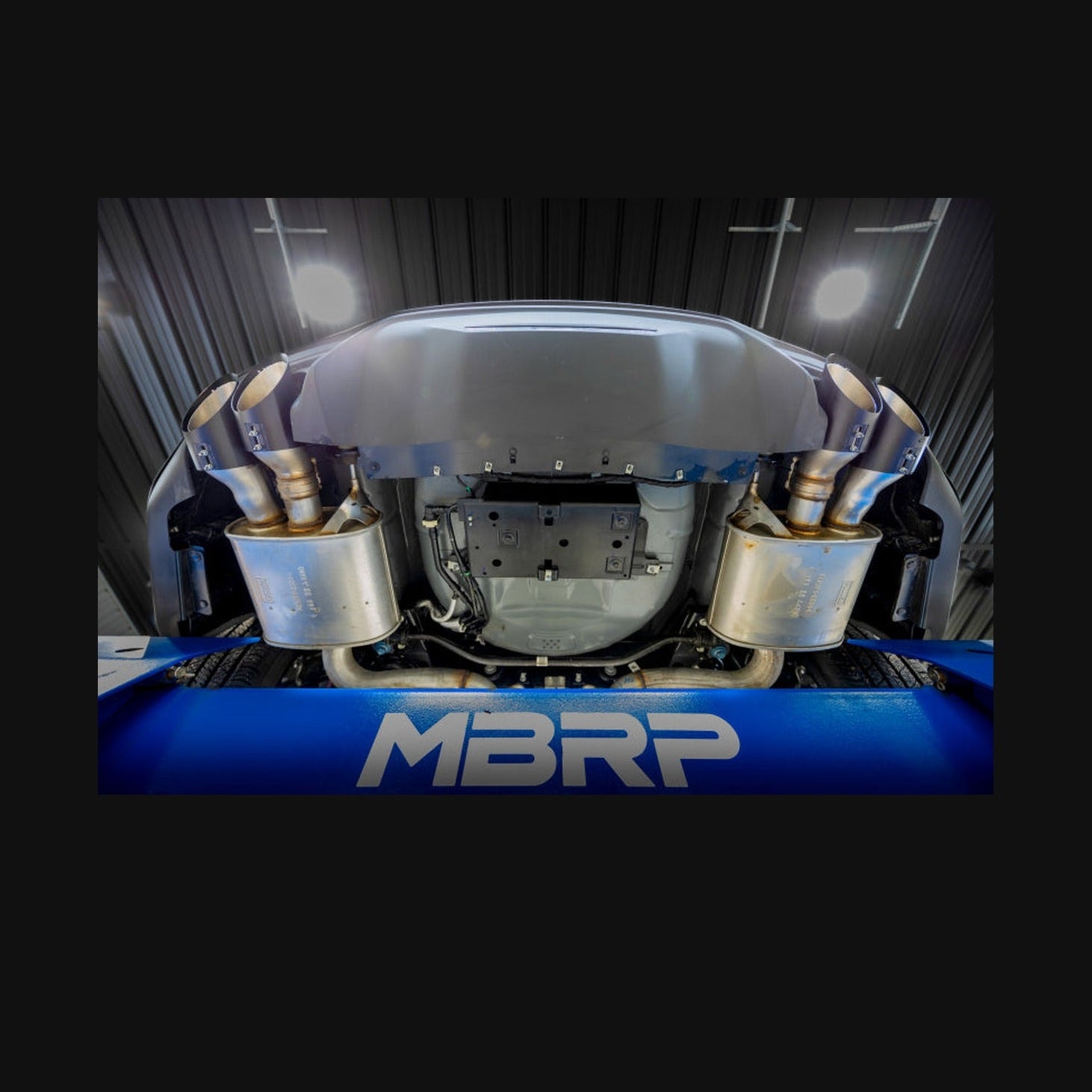MBRP MBRP 15-24 Ford Mustang T304 SS 4in OD / 6.5in Length Quad Tip Cover Kit - Black Tip, installed