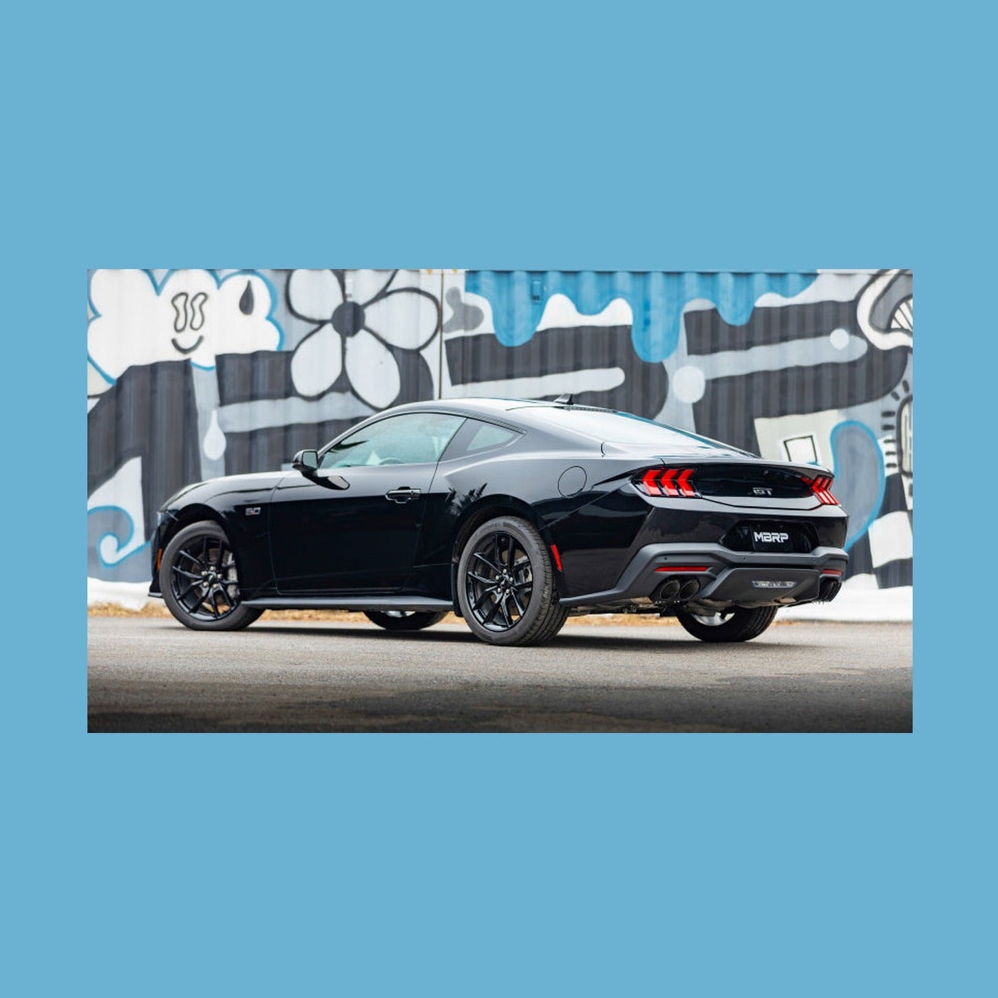 MBRP MBRP 15-24 Ford Mustang T304 SS 4in OD / 6.5in Length Quad Tip Cover Kit - Black Tip, installed