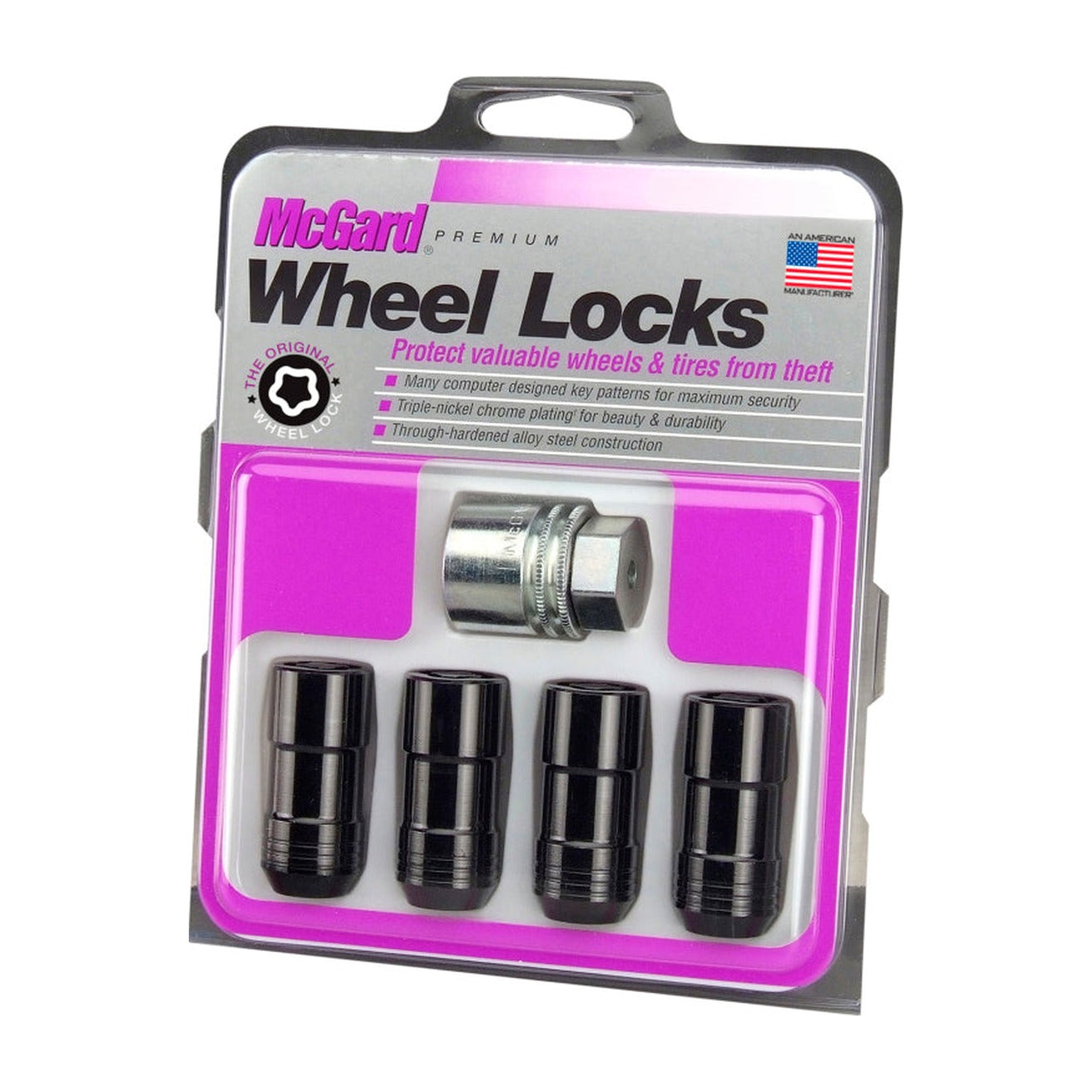 McGard McGard Wheel Lock Nut Set - 4pk. (Cone Seat) M14X2.0 / 13/16 Hex / 2.25in. Length - Black