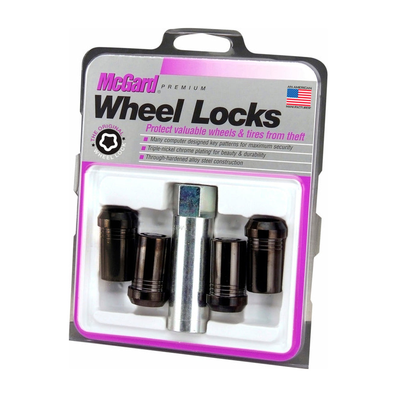 McGard McGard Wheel Lock Nut Set - 4pk. (Tuner / Cone Seat) M14X1.5 / 22mm Hex / 1.648in. Length - Black