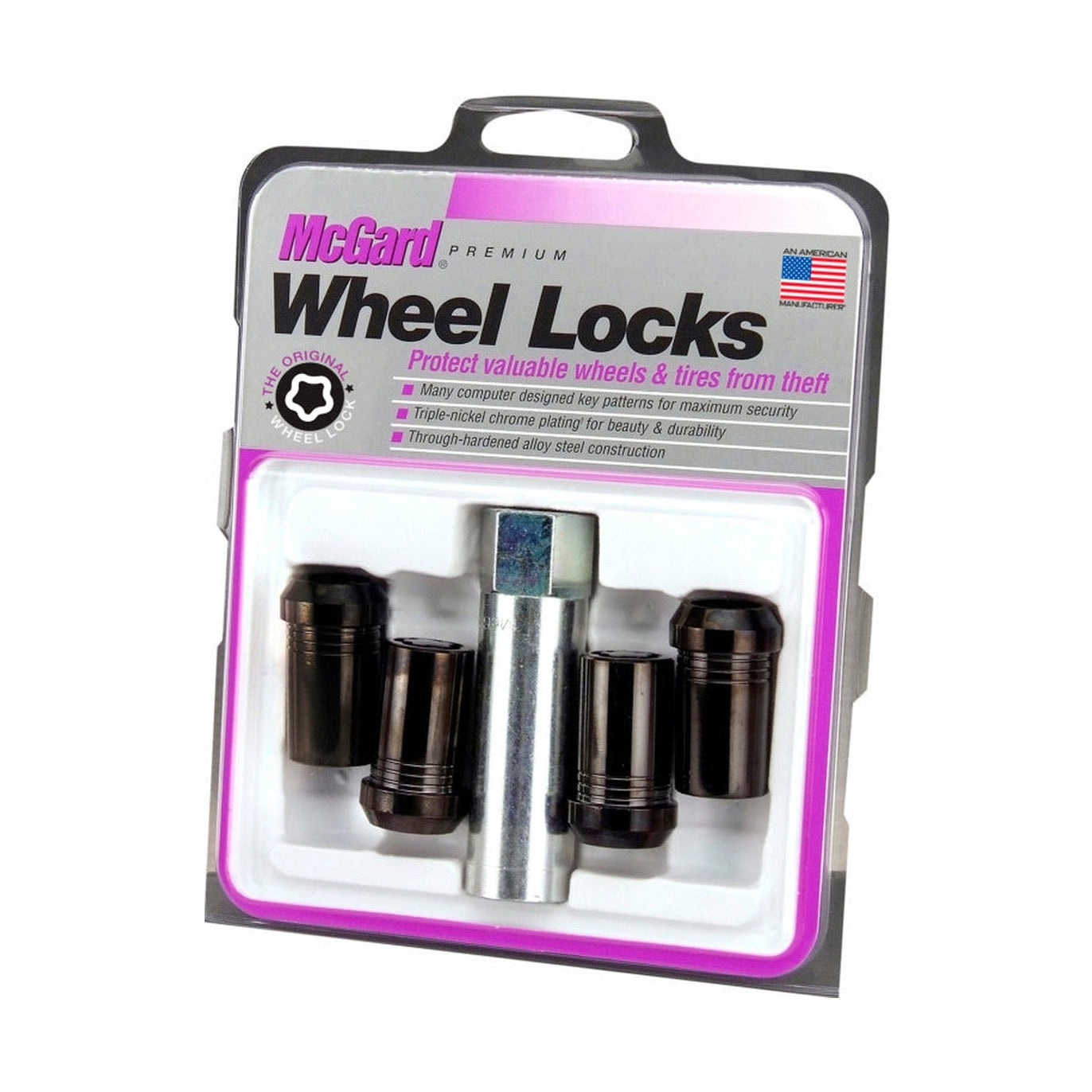 McGard McGard Wheel Lock Nut Set - 4pk. (Tuner / Cone Seat) M14X1.5 / 22mm Hex / 1.648in. Length - Black