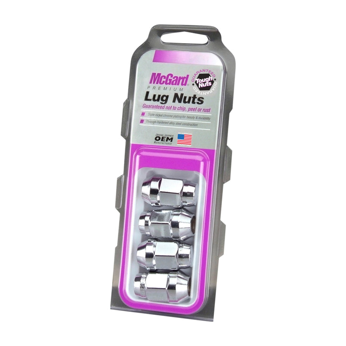 McGard McGard Hex Lug Nut (Cone Seat Bulge Style) 1/2-20 / 3/4 Hex / 1.45in. Length (4-pack) - Chrome