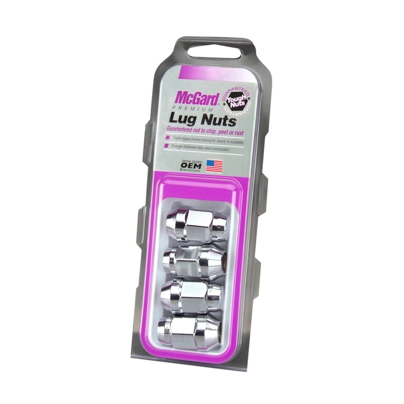 McGard McGard Hex Lug Nut (Cone Seat Bulge Style) 1/2-20 / 3/4 Hex / 1.45in. Length (4-pack) - Chrome