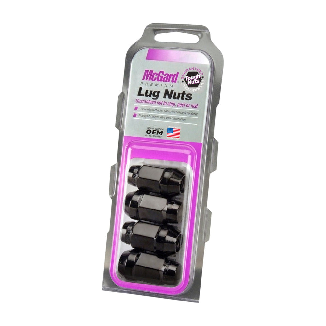 McGard McGard Hex Lug Nut (Cone Seat Bulge Style) 1/2-20 / 3/4 Hex / 1.45in. Length (4-pack) - Black