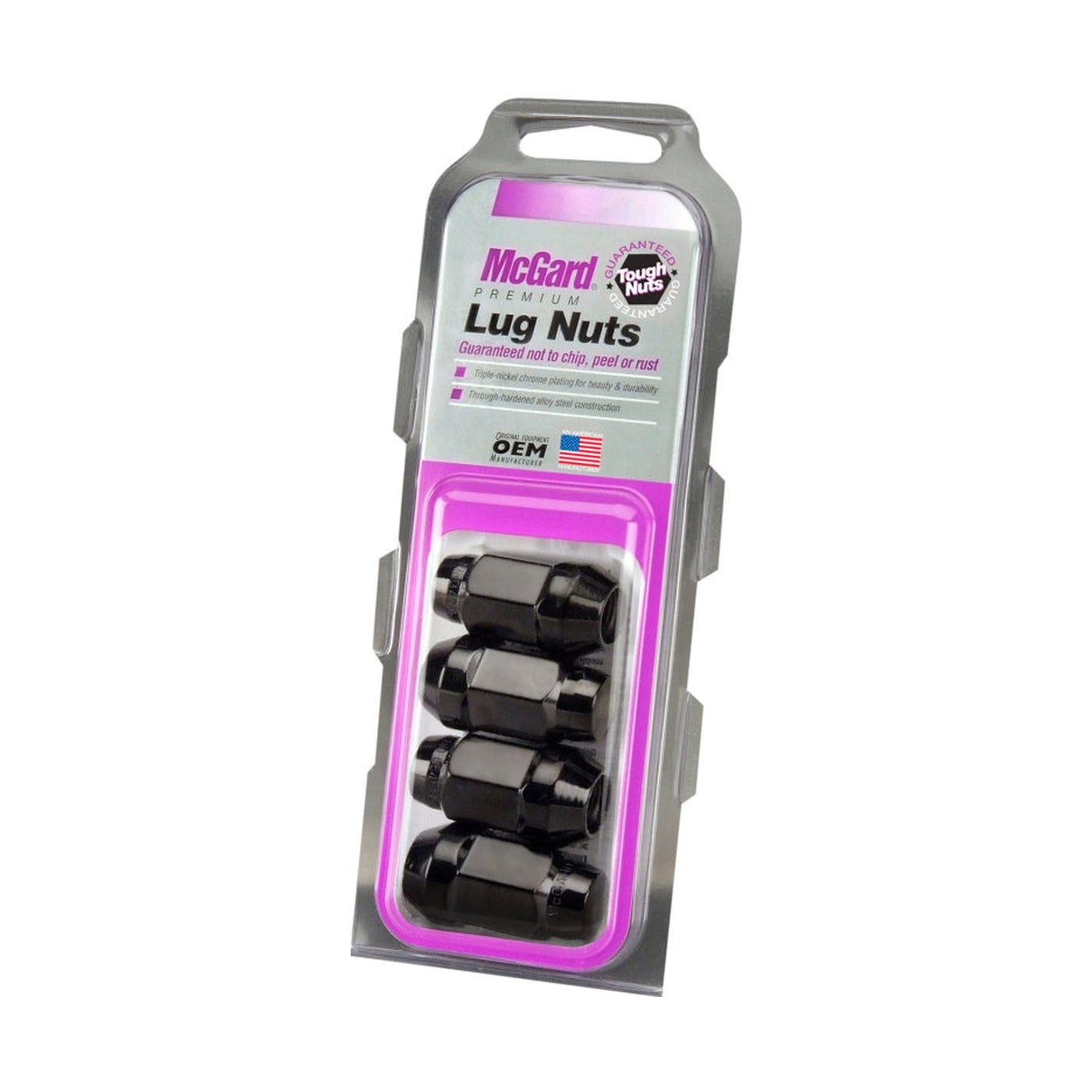 McGard McGard Hex Lug Nut (Cone Seat Bulge Style) 1/2-20 / 3/4 Hex / 1.45in. Length (4-pack) - Black
