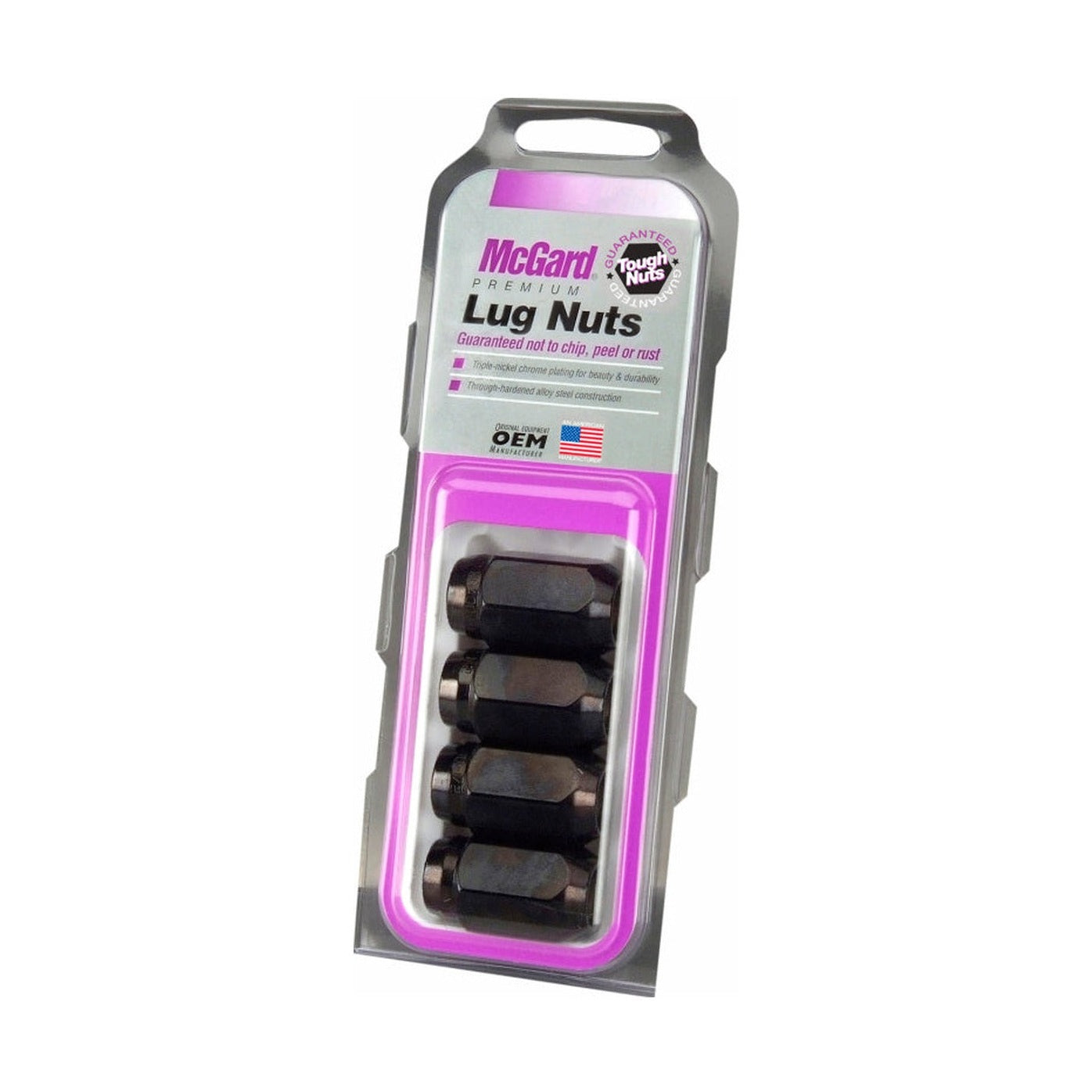 McGard McGard Hex Lug Nut (Cone Seat) 1/2-20 / 13/16 Hex / 1.5in. Length (4-Pack) - Black