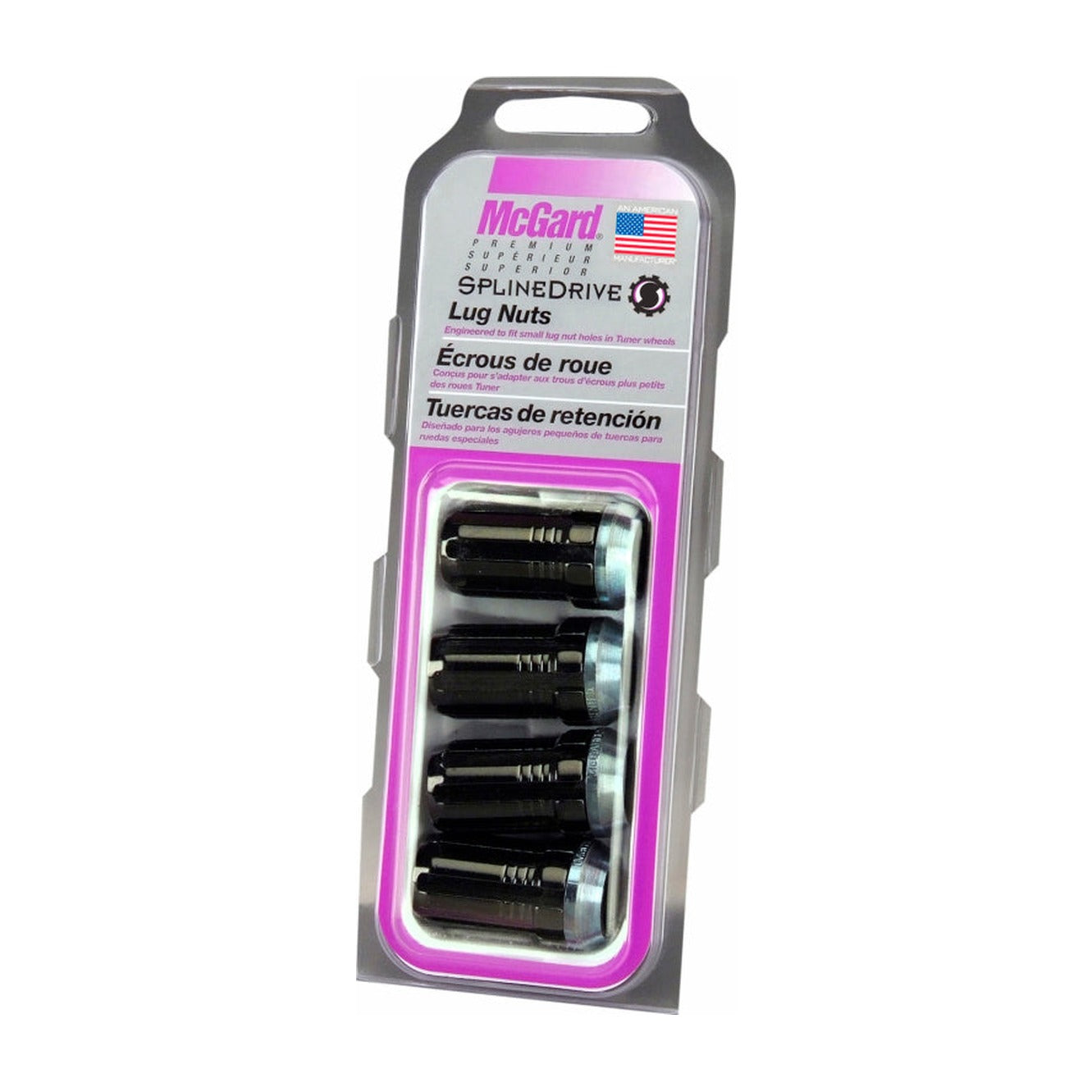 McGard McGard SplineDrive Lug Nut (Cone Seat) M14X1.5 / 1.648in. Length (4-Pack) - Black (Req. Tool)