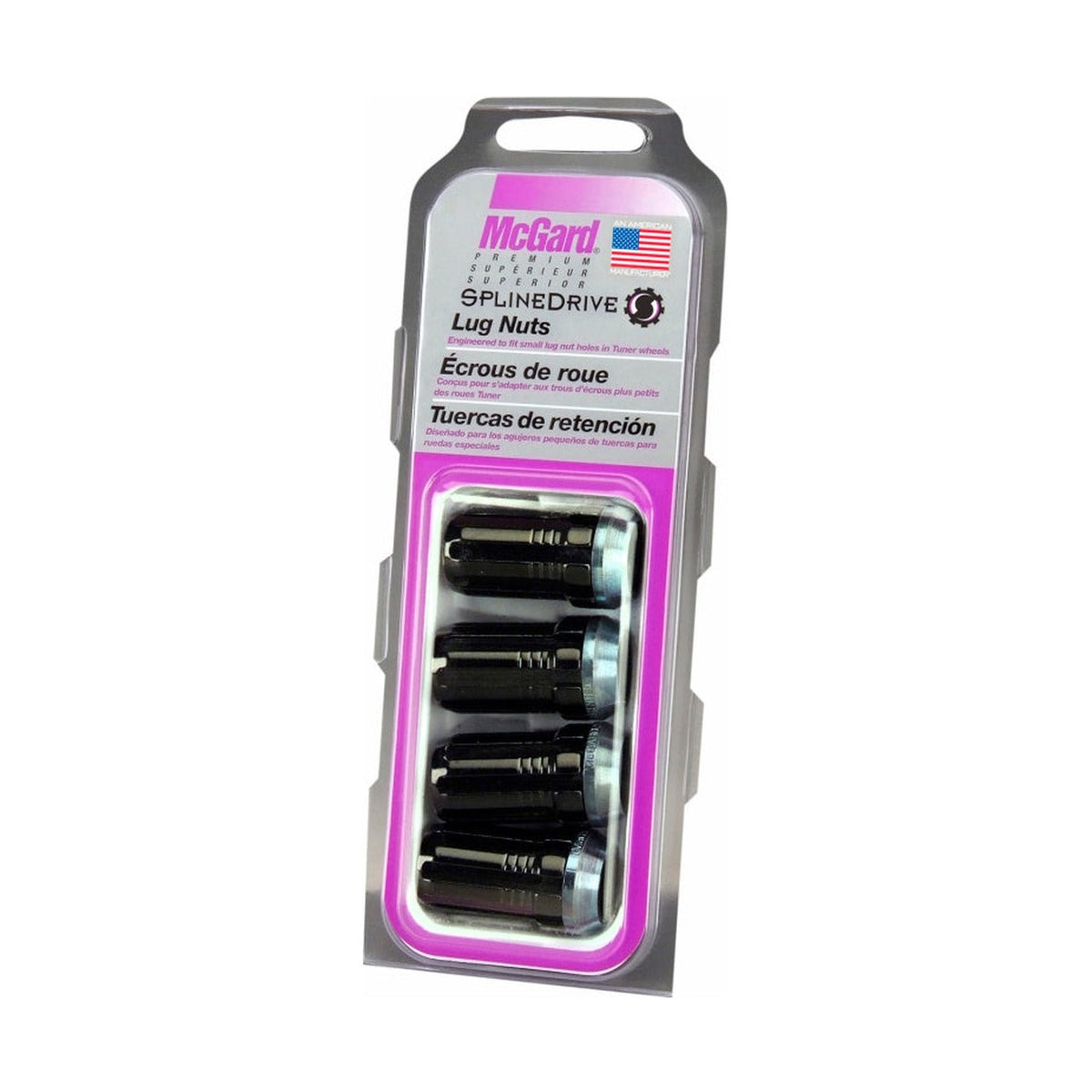 McGard McGard SplineDrive Lug Nut (Cone Seat) M14X1.5 / 1.648in. Length (4-Pack) - Black (Req. Tool)