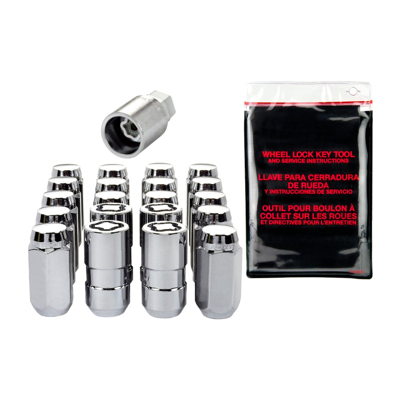McGard McGard 5 Lug Hex Install Kit w/Locks (Cone Seat Nut) M14X1.5 / 22mm Hex / 1.635in. Length - Chrome