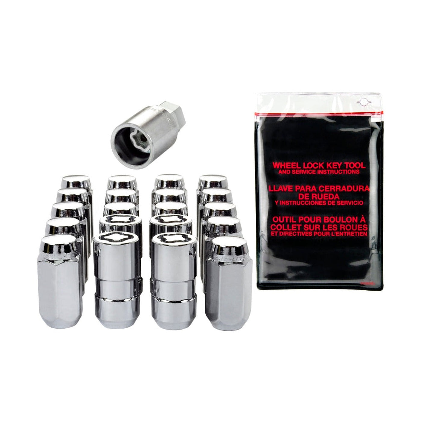 McGard McGard 5 Lug Hex Install Kit w/Locks (Cone Seat Nut) M14X1.5 / 22mm Hex / 1.635in. Length - Chrome