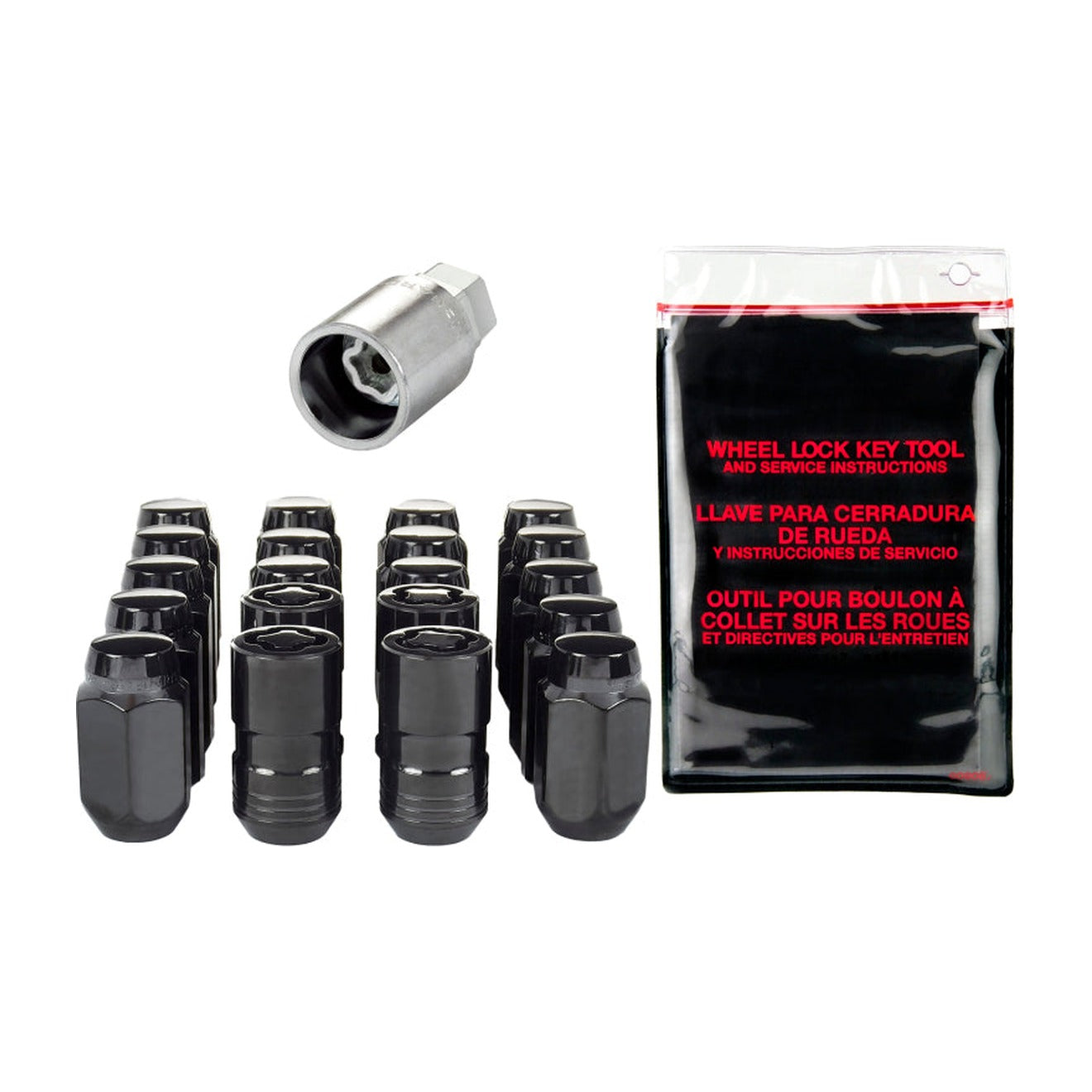 McGard McGard 5 Lug Hex Install Kit w/Locks (Cone Seat Nut) M14X1.5 / 22mm Hex / 1.635in. Length - Black