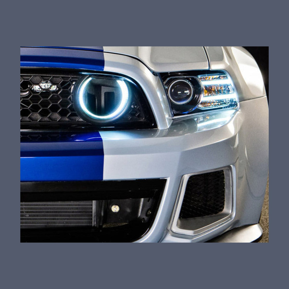 ORACLE Lighting Oracle Ford Mustang 10-13 WP LED Fog Halo Kit (Grille Style) - White, installed