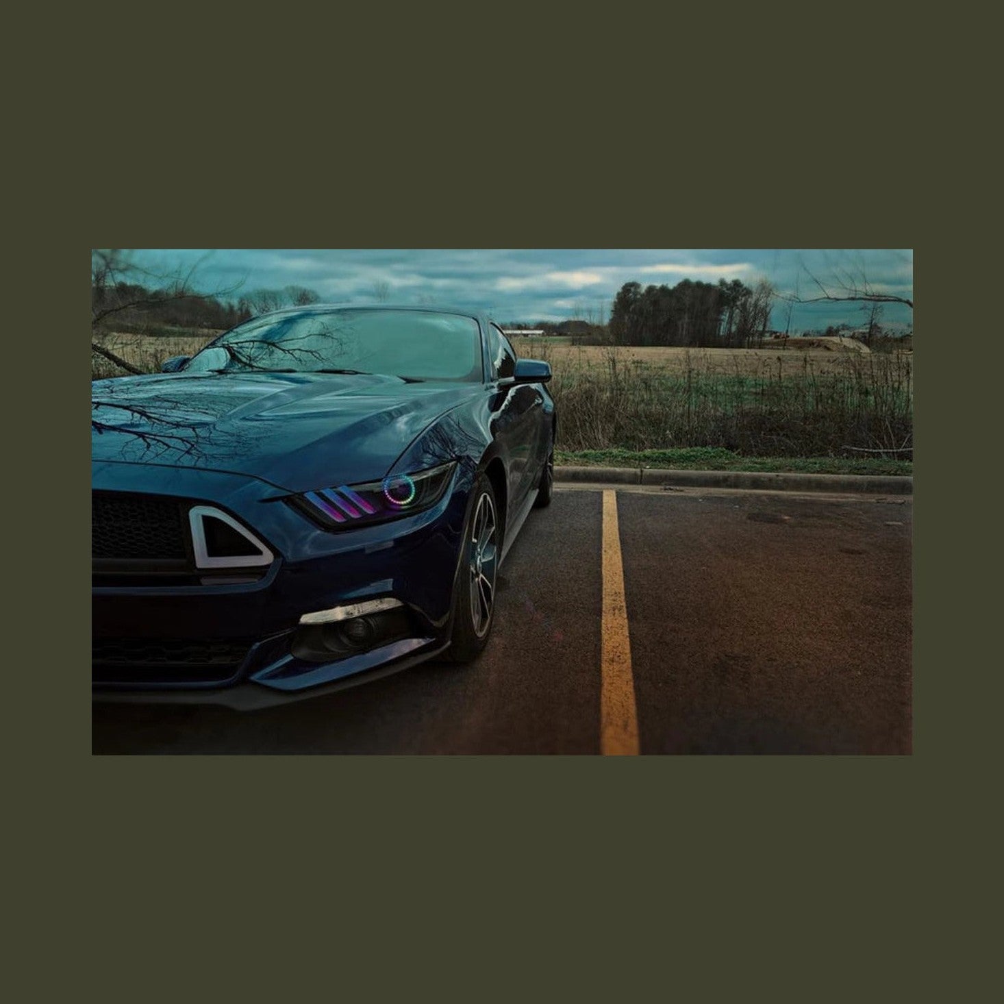 ORACLE Lighting Oracle 15-17 Ford Mustang V6/GT/Shelby Dynamic DRL w/ Halo Kit - ColorSHIFT - Dynamic, installed