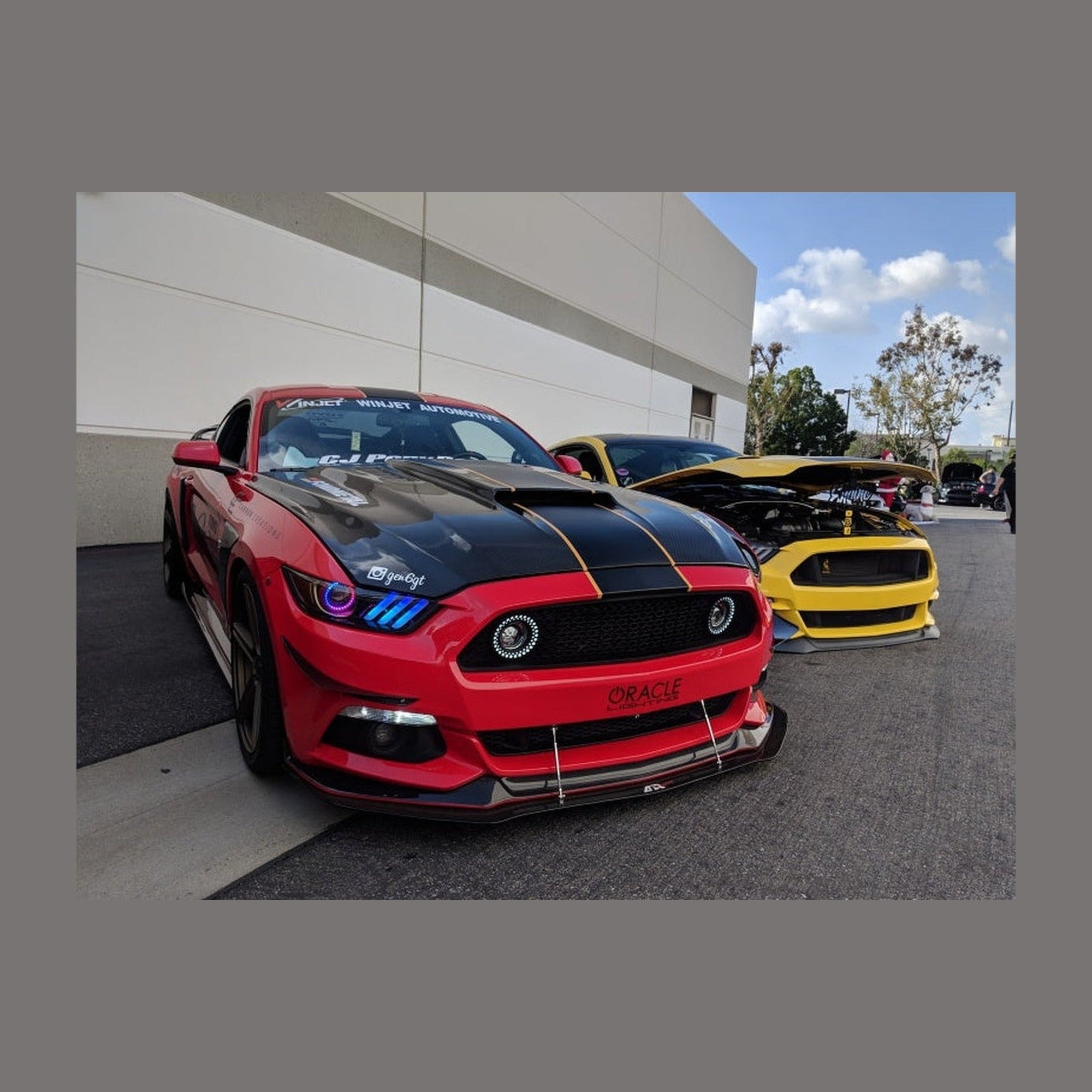 ORACLE Lighting Oracle 15-17 Ford Mustang V6/GT/Shelby Dynamic DRL w/ Halo Kit - ColorSHIFT - Dynamic, installed