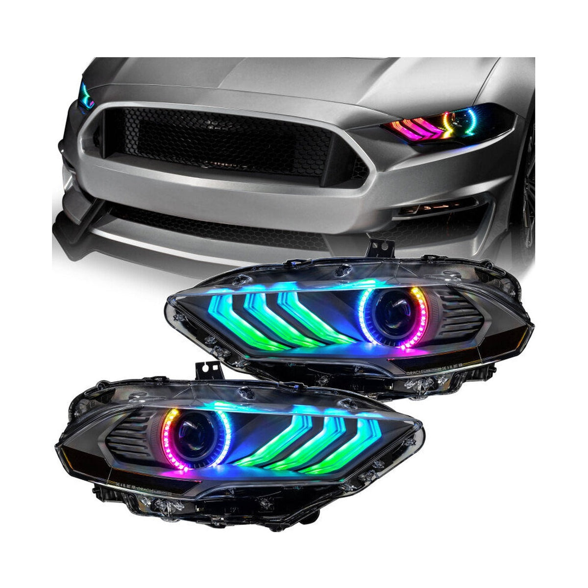ORACLE Lighting Oracle Lighting 18-23 Ford Mustang Dynamic ColorSHIFT LED Headlights - Black Series