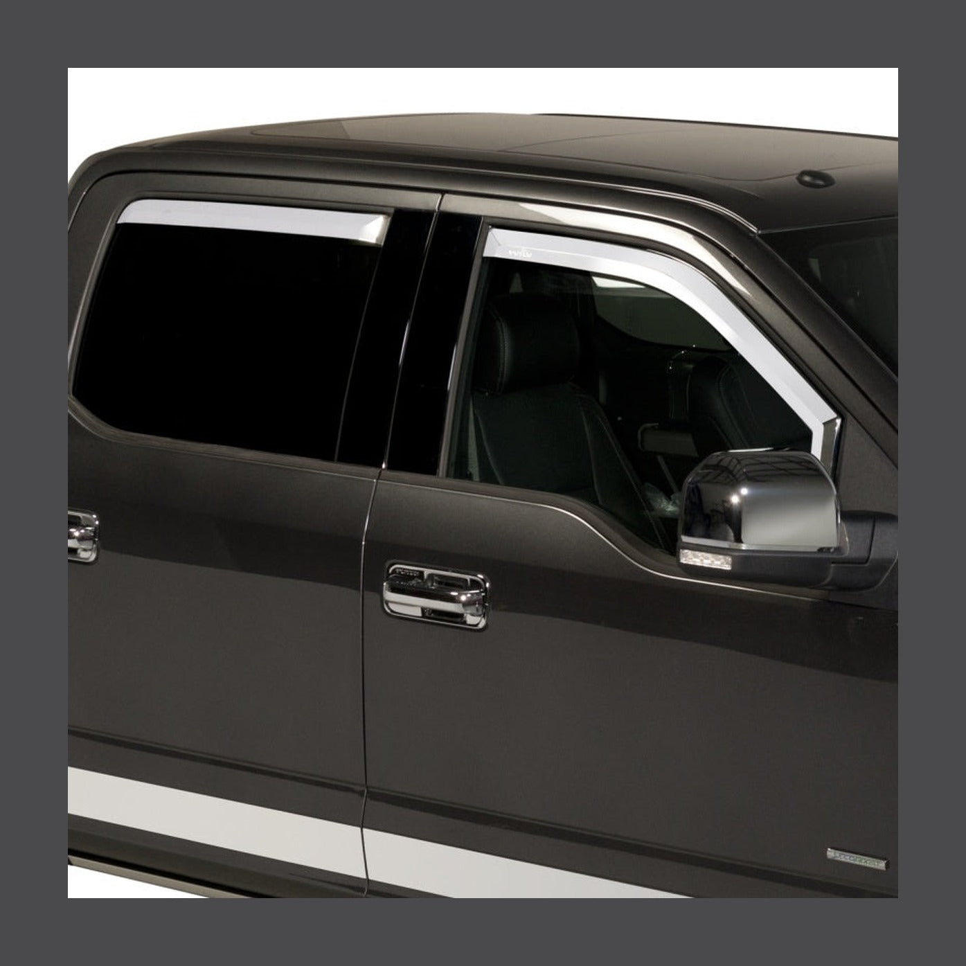 Putco Putco 17-20 Ford SuperDuty - Crew Cab (Set of 4) Element Chrome Window Visors, installed