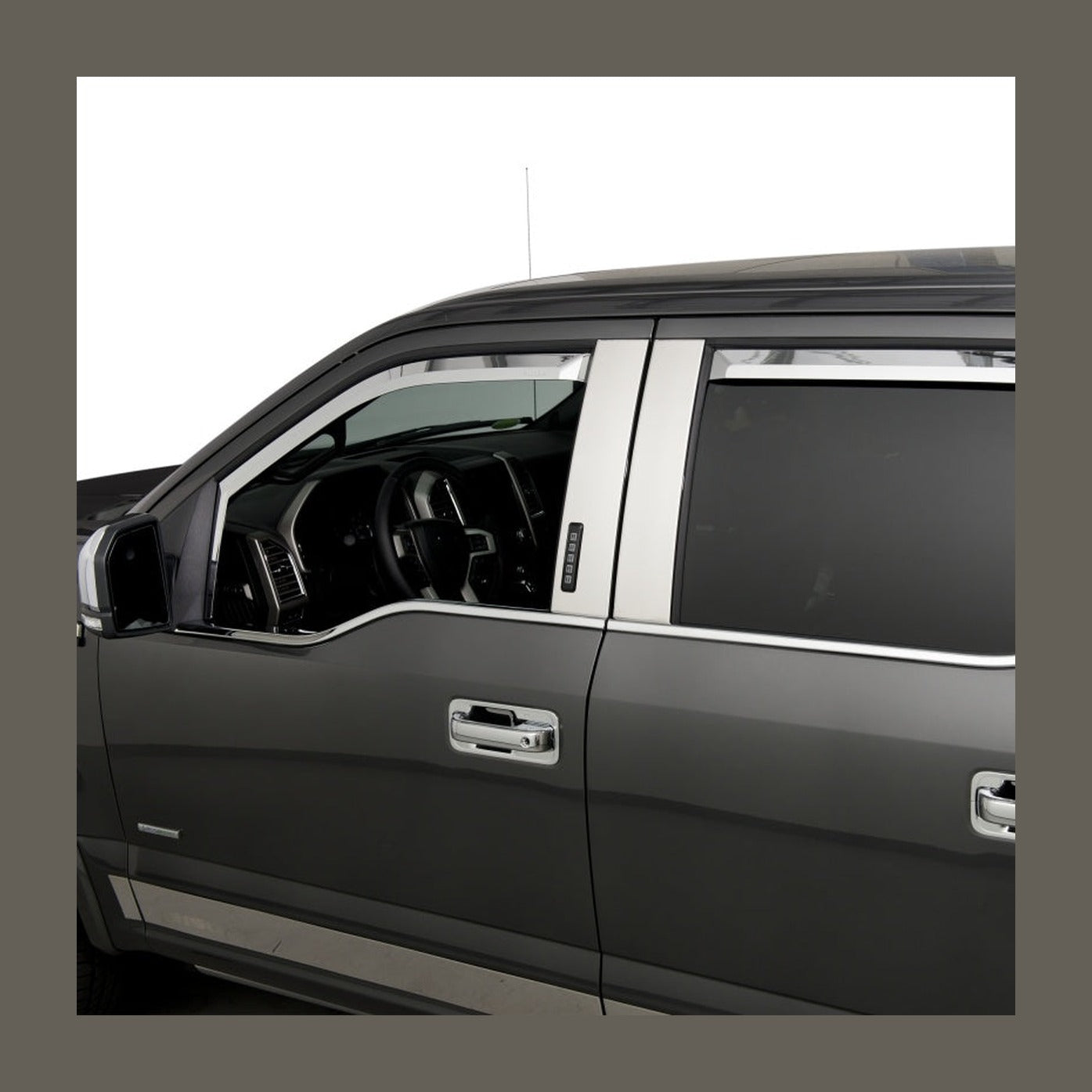 Putco Putco 17-20 Ford SuperDuty - Crew Cab (Set of 4) Element Chrome Window Visors, installed