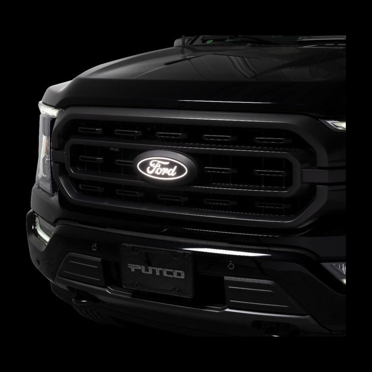 Putco Putco 21-22 Ford F-150 Front Luminix Ford LED Emblem - w/ Camera CutOut, installed
