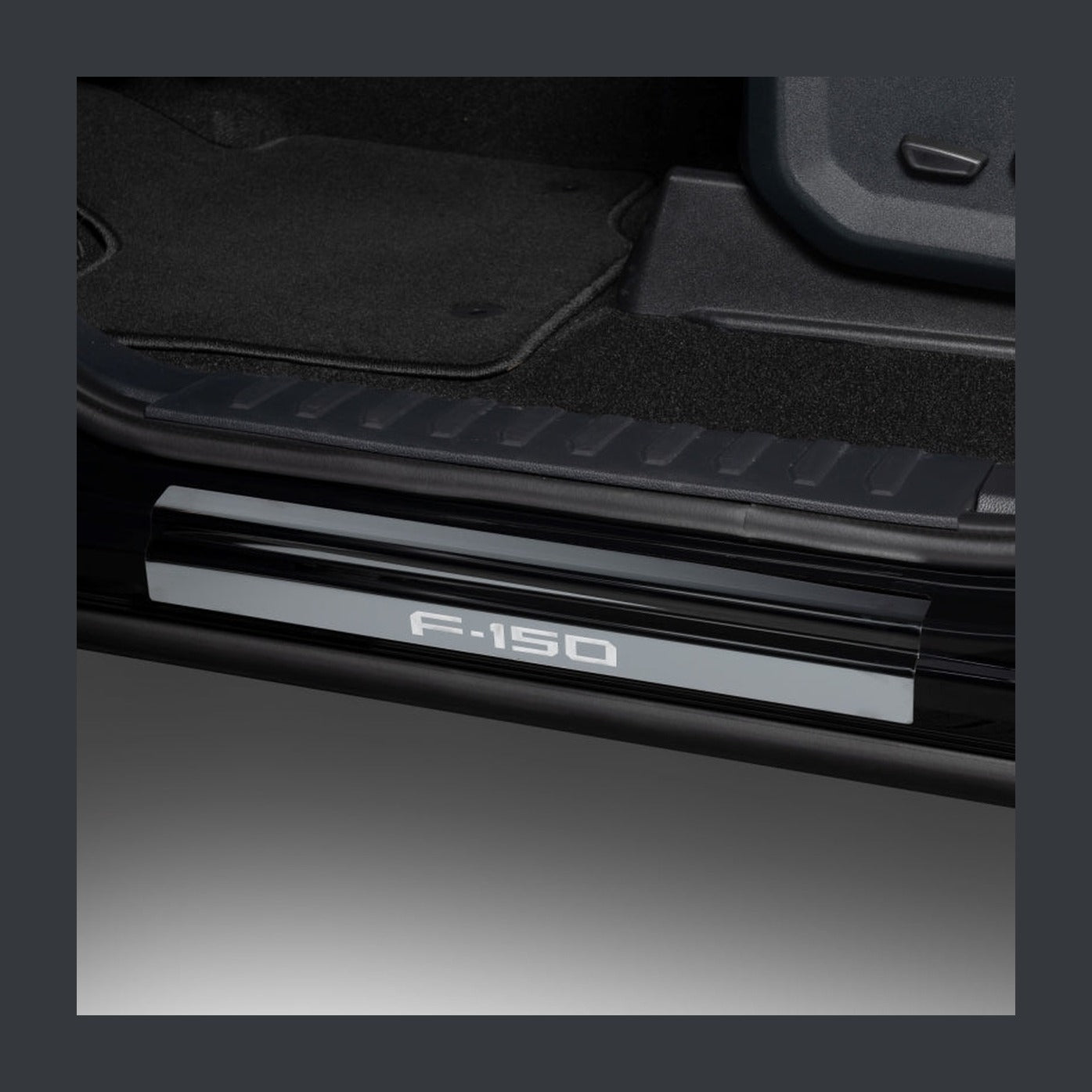 Putco Putco 15-20 Ford F-150 - SuperCrew w/ F-150 Etching (4pcs) Black Platinum Door Sills, installed