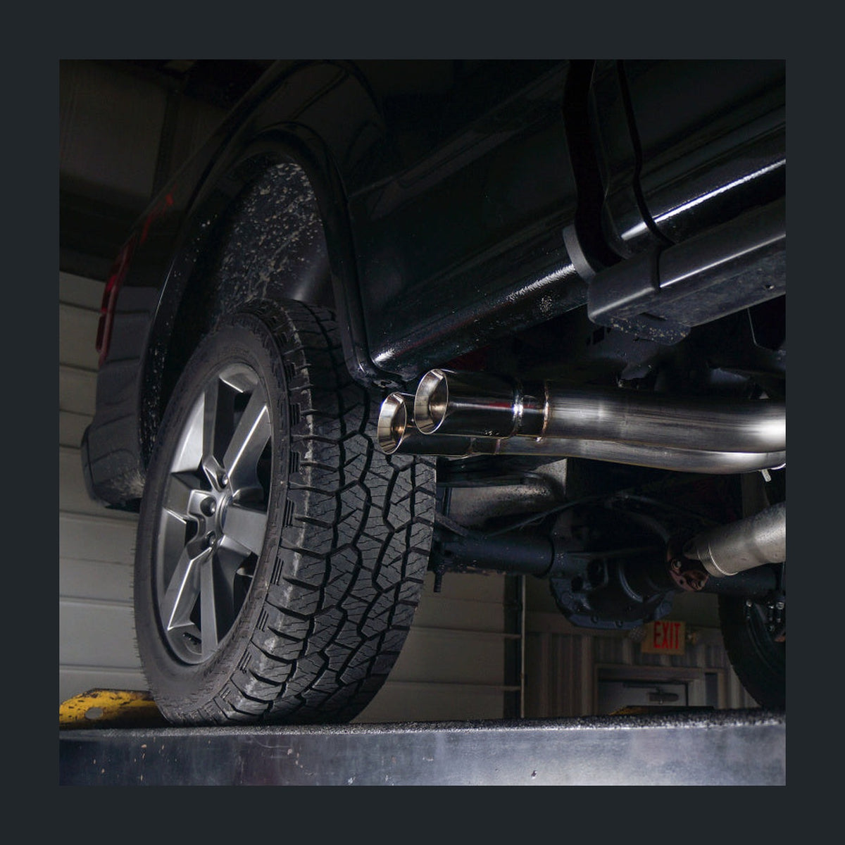 Stainless Works Stainless Works 2015-18 F-150 Exhaust X-Pipe Resonator Muffler Exits In Front Of Passenger Rear Tire, installed