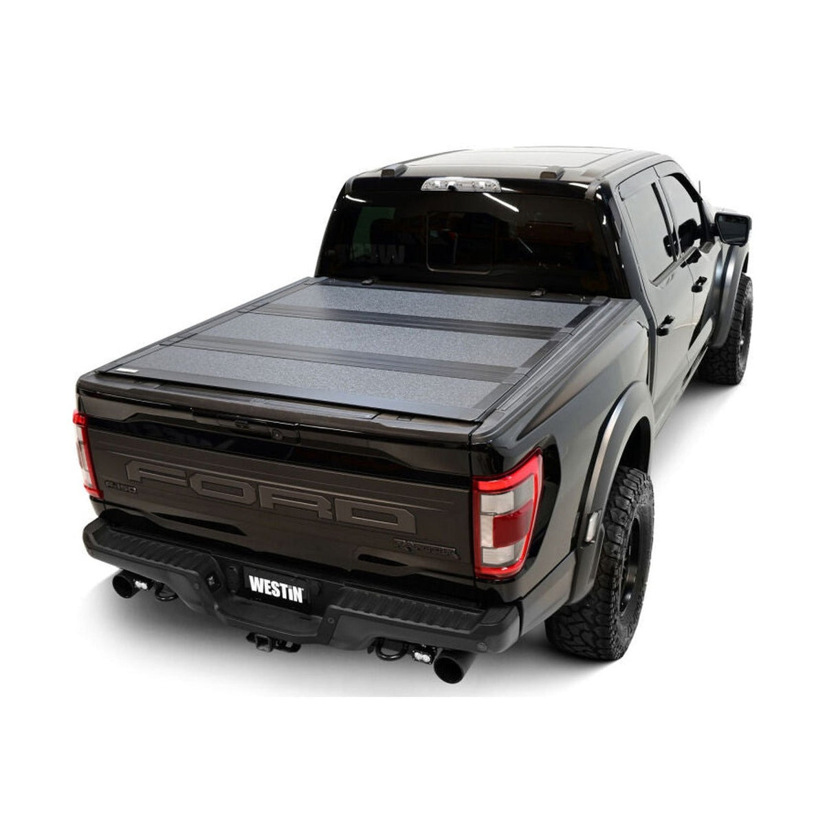 Westin Westin 15-26 Ford F-150 5ft. 7in. Bed Hard Tri-Fold Tonneau Cover - Black, installed