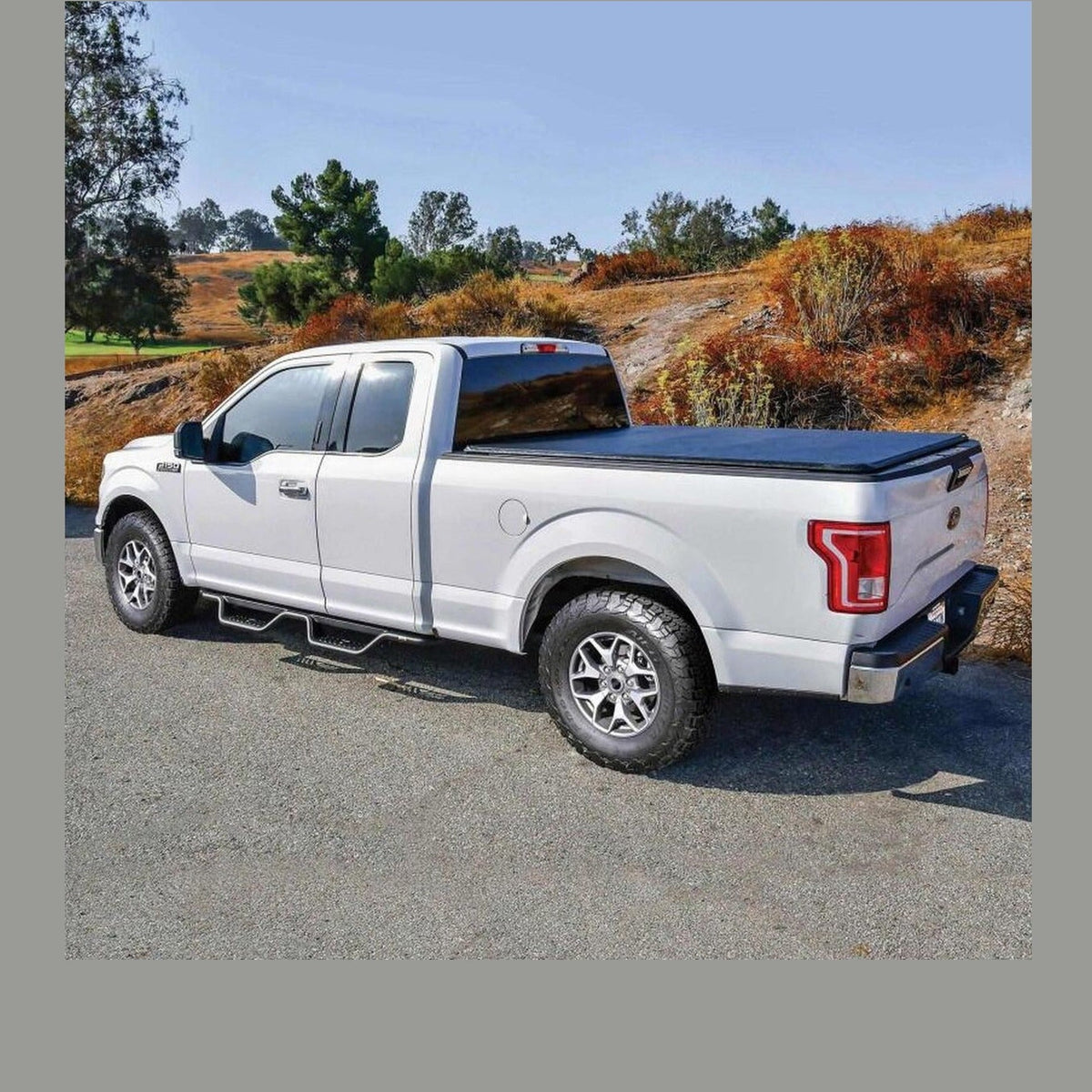 Westin Westin 15-26/17-26 Ford F-150/F-250/F-350/F-450 SuperCab Outlaw Drop Nerf Step Bars Tex Black, installed