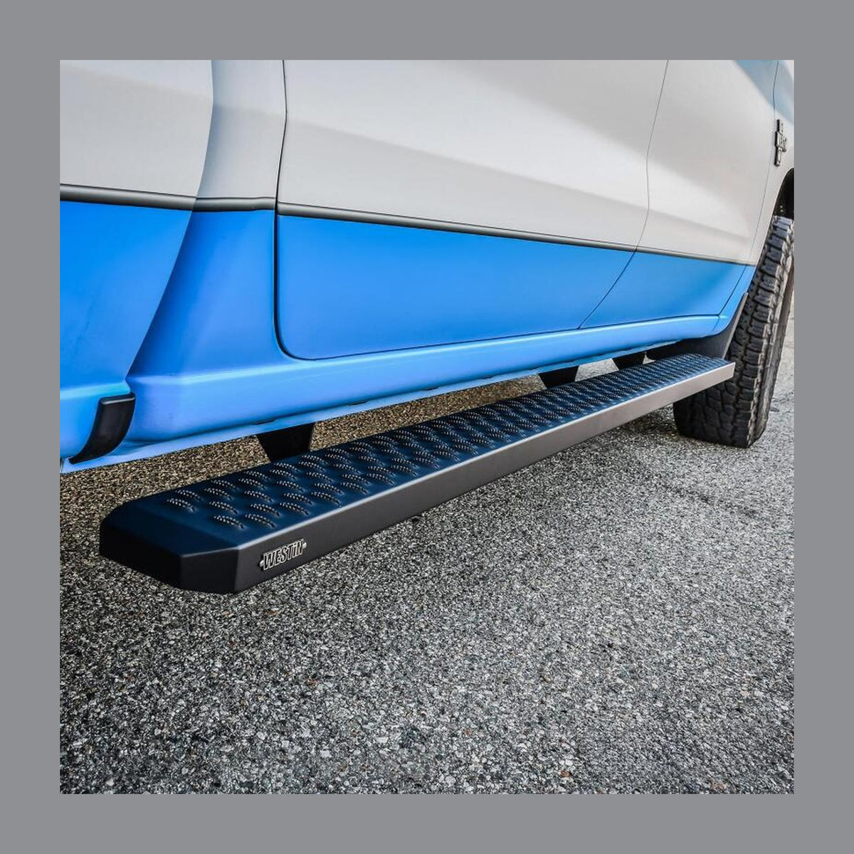 Westin Westin Grate Steps Running Boards 90 in - Textured Black, installed