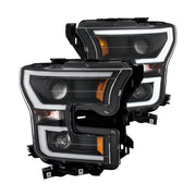 ANZO ANZO 2015-2016 Ford F-150 Projector Headlights w/ Plank Style Design Black w/ Amber