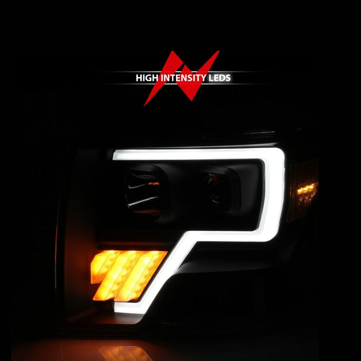 ANZO ANZO 2009-2014 Ford F-150 Projector Light Bar G4 H.L. Black Amber