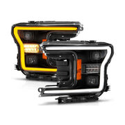 ANZO ANZO 18-20 Ford F-150 (w/o Fctry LED) Full LED Proj Headlights w/Light Bar Swtchbk Seq. Black w/Init