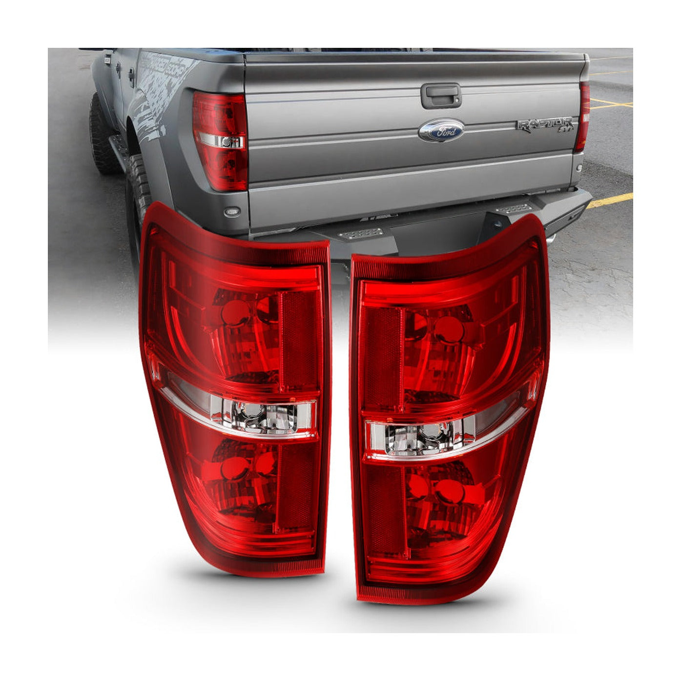 ANZO ANZO 2009-2014 Ford F-150 Euro Taillight Red/Clear (W/O Bulb)