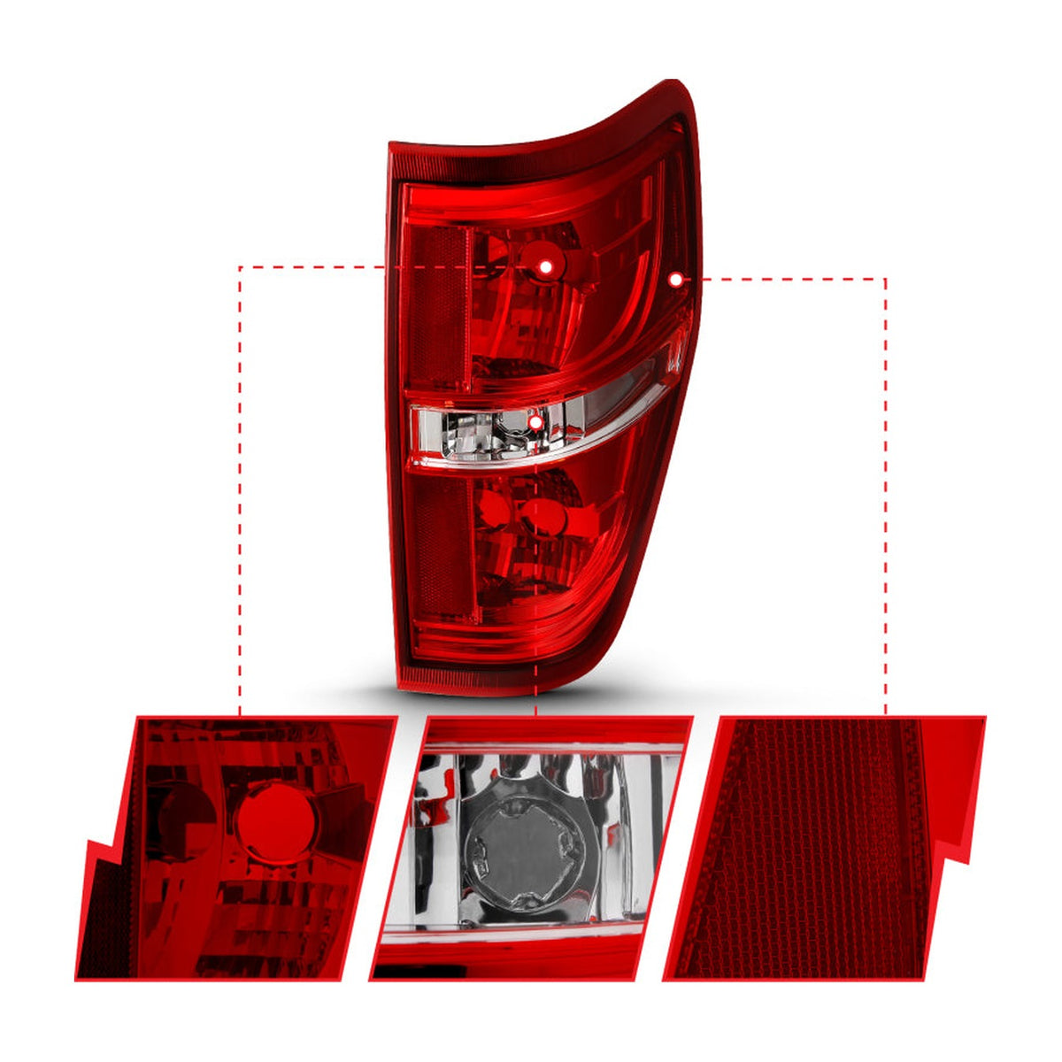 ANZO ANZO 2009-2014 Ford F-150 Euro Taillight Red/Clear (W/O Bulb)