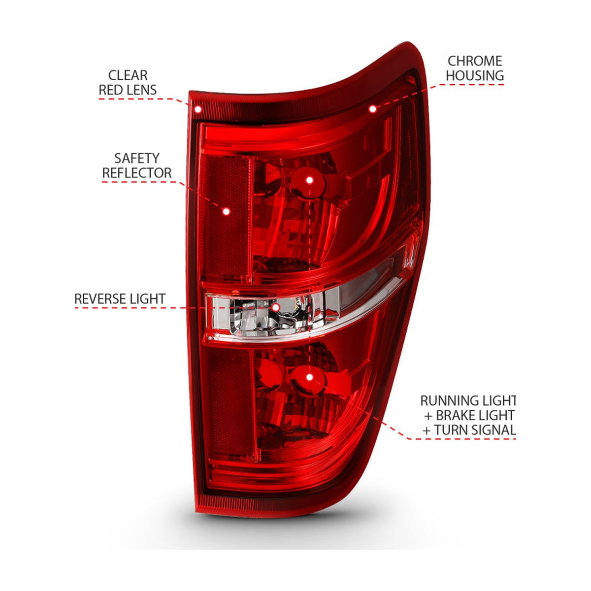ANZO ANZO 2009-2014 Ford F-150 Euro Taillight Red/Clear (W/O Bulb)